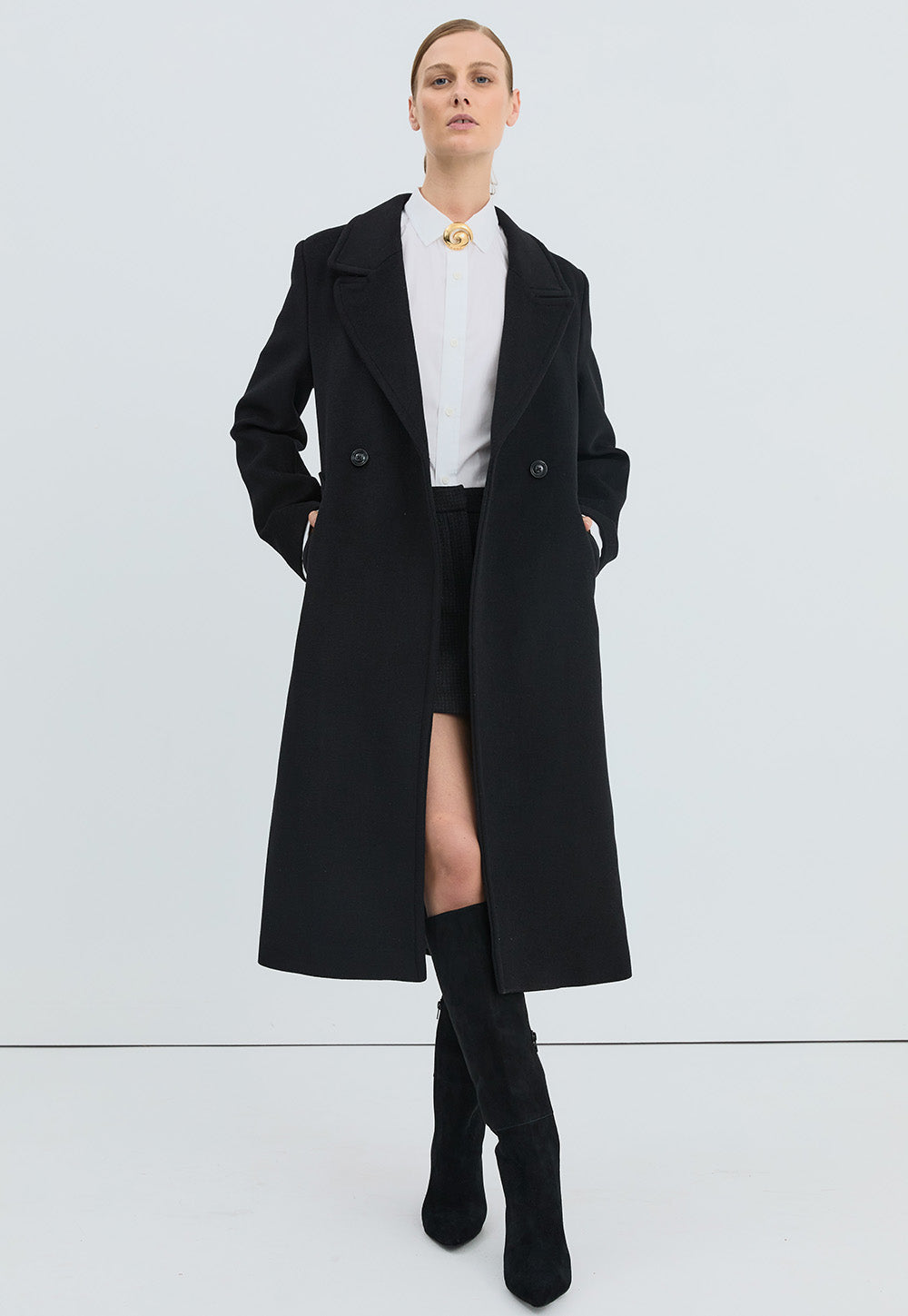 Leone Knee High Boot - Black Suede