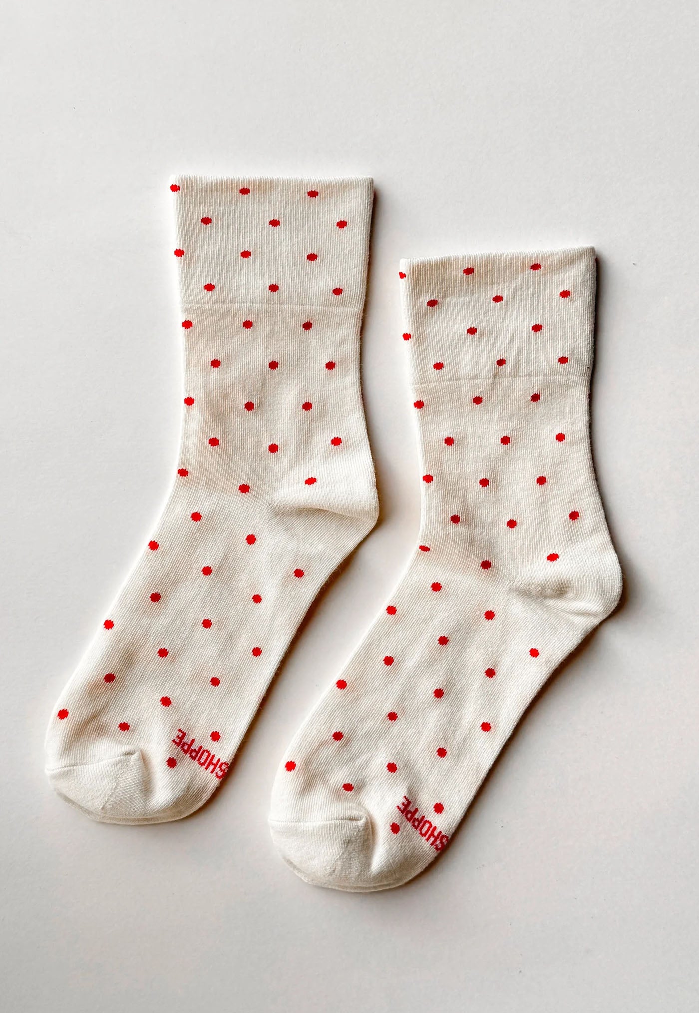 Patterned Sneaker Socks - Cream/Red