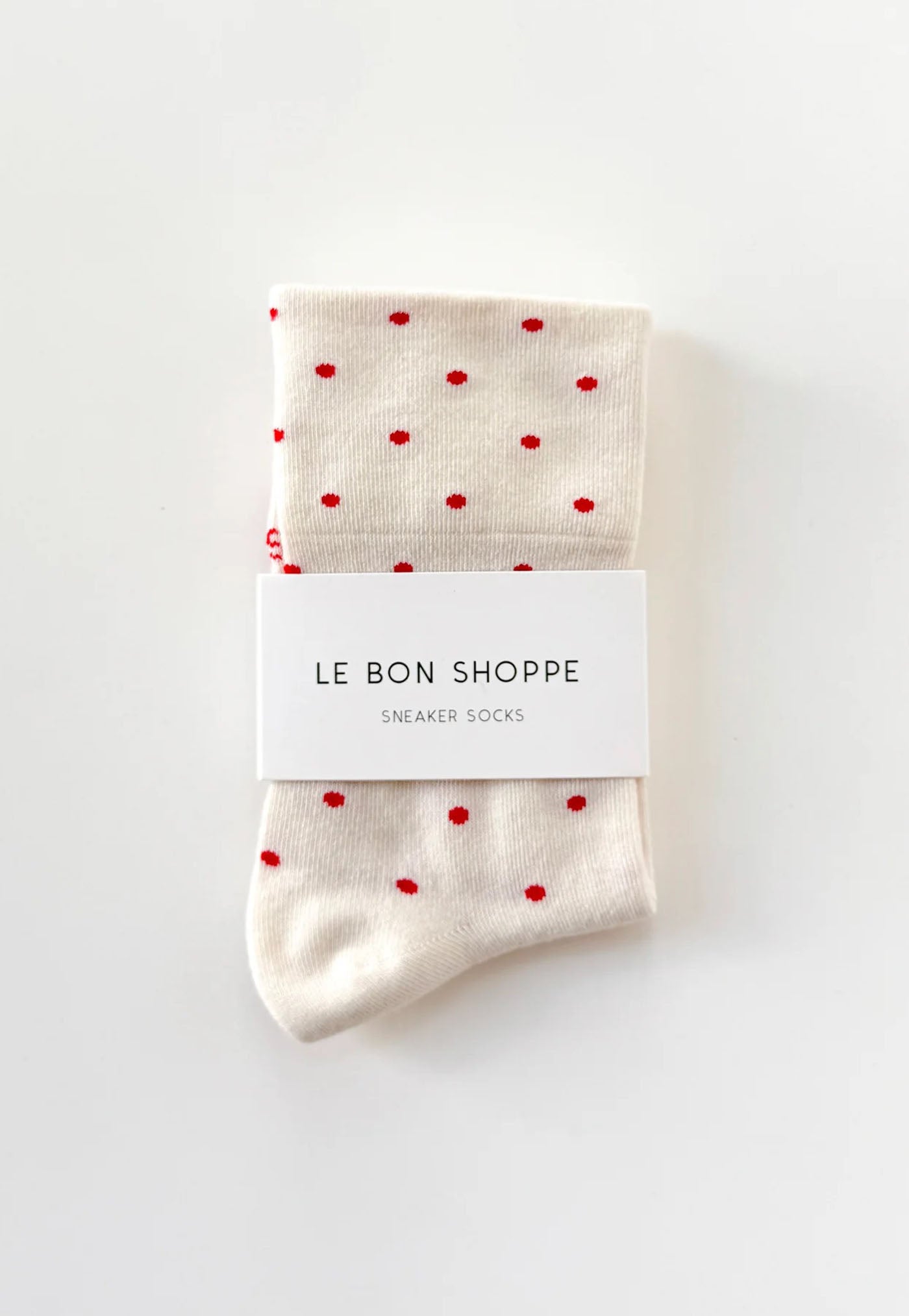 Patterned Sneaker Socks - Cream/Red