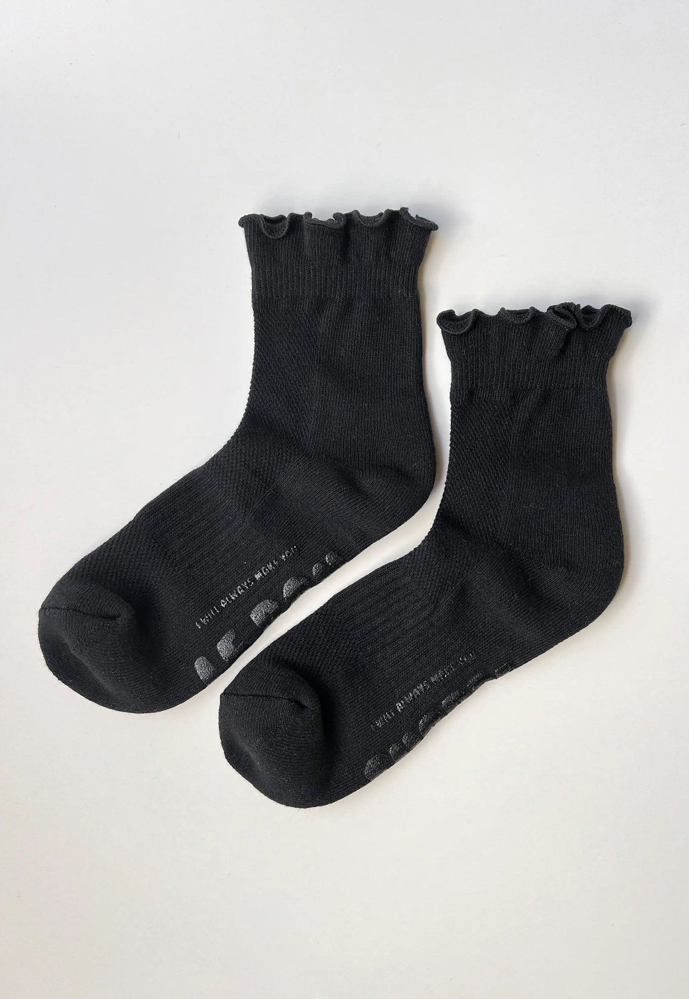 Ruffle Hugger Crew Socks - Black