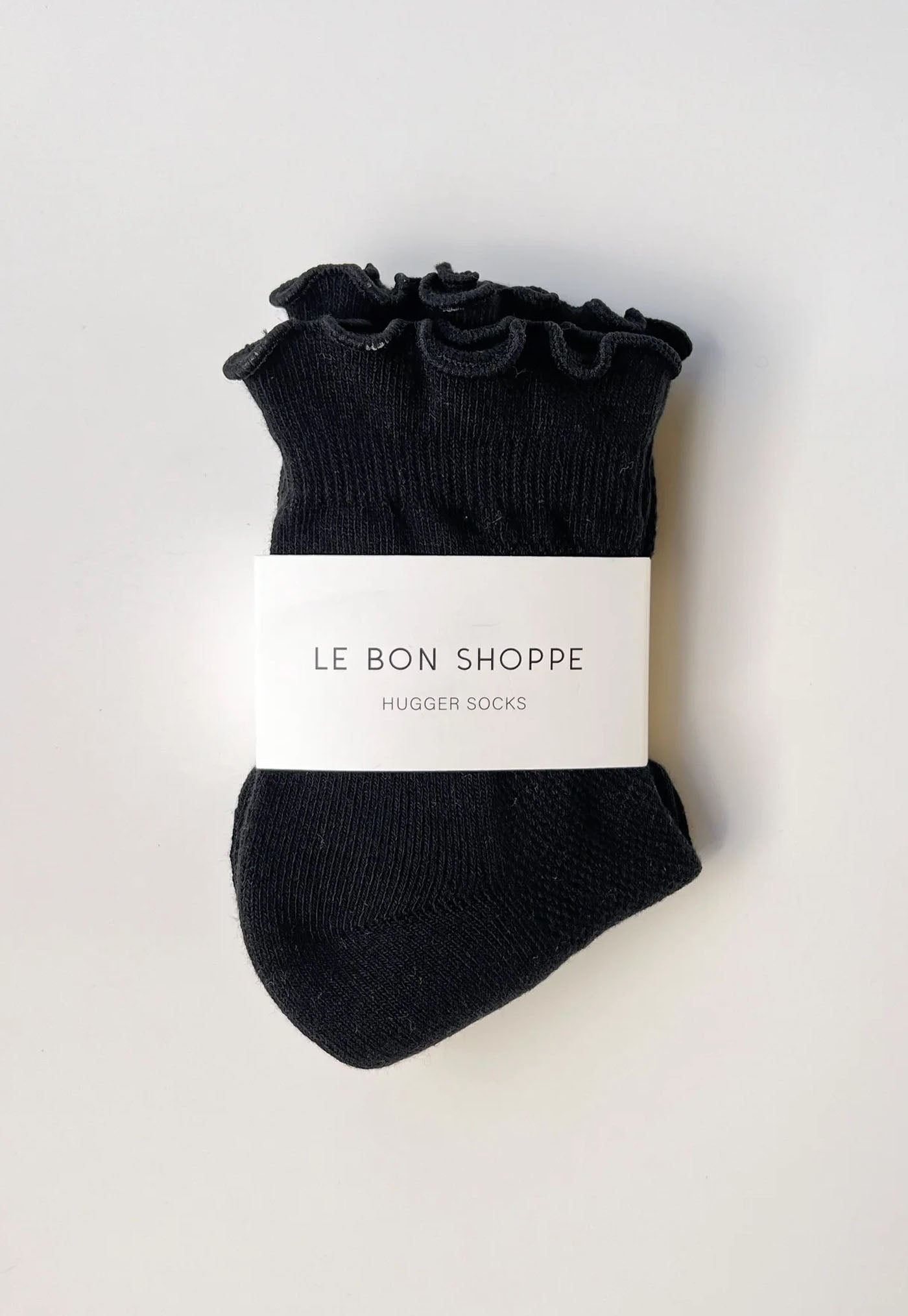 Ruffle Hugger Crew Socks - Black