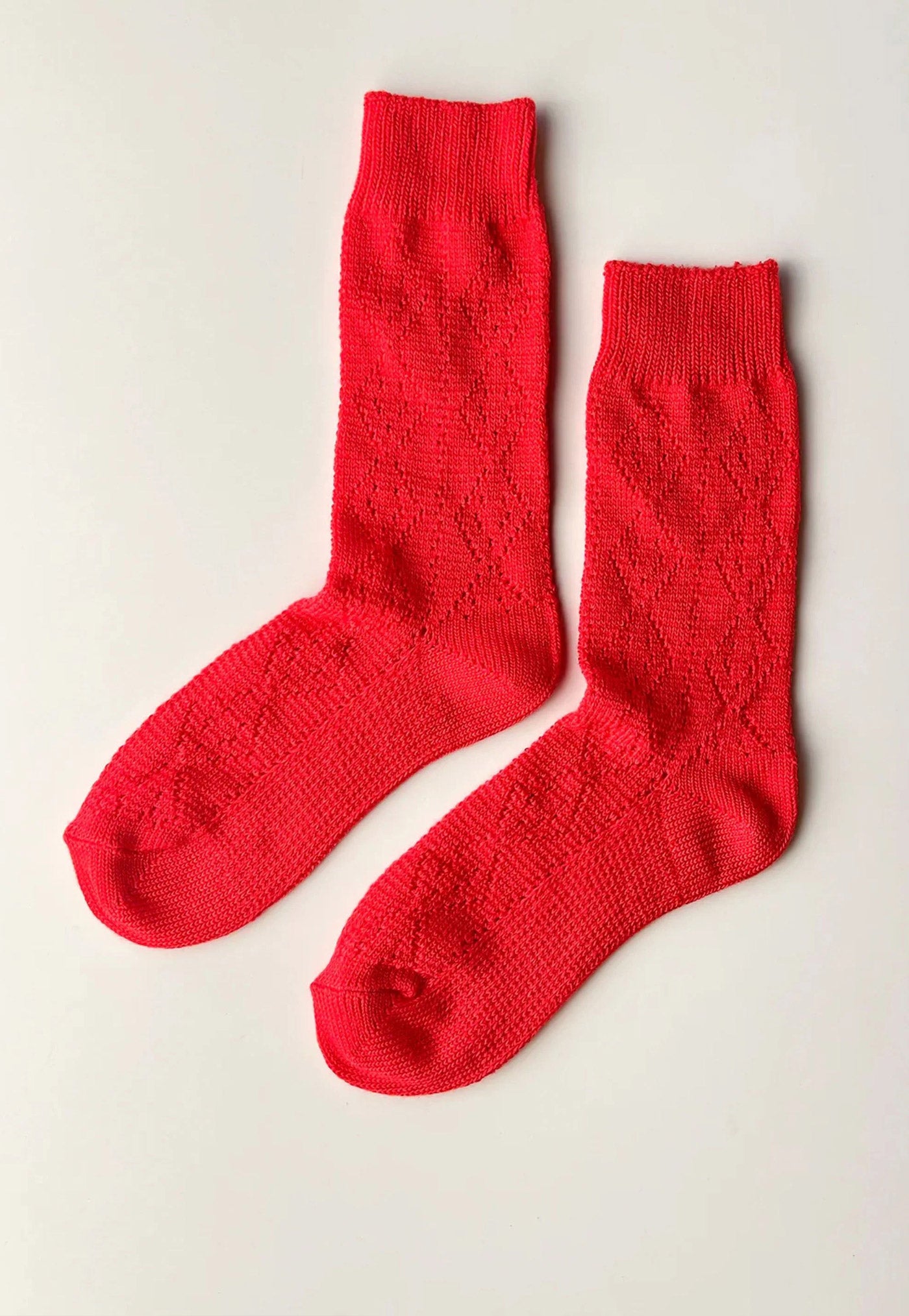 Modal Eyelet Socks - Poppy Red