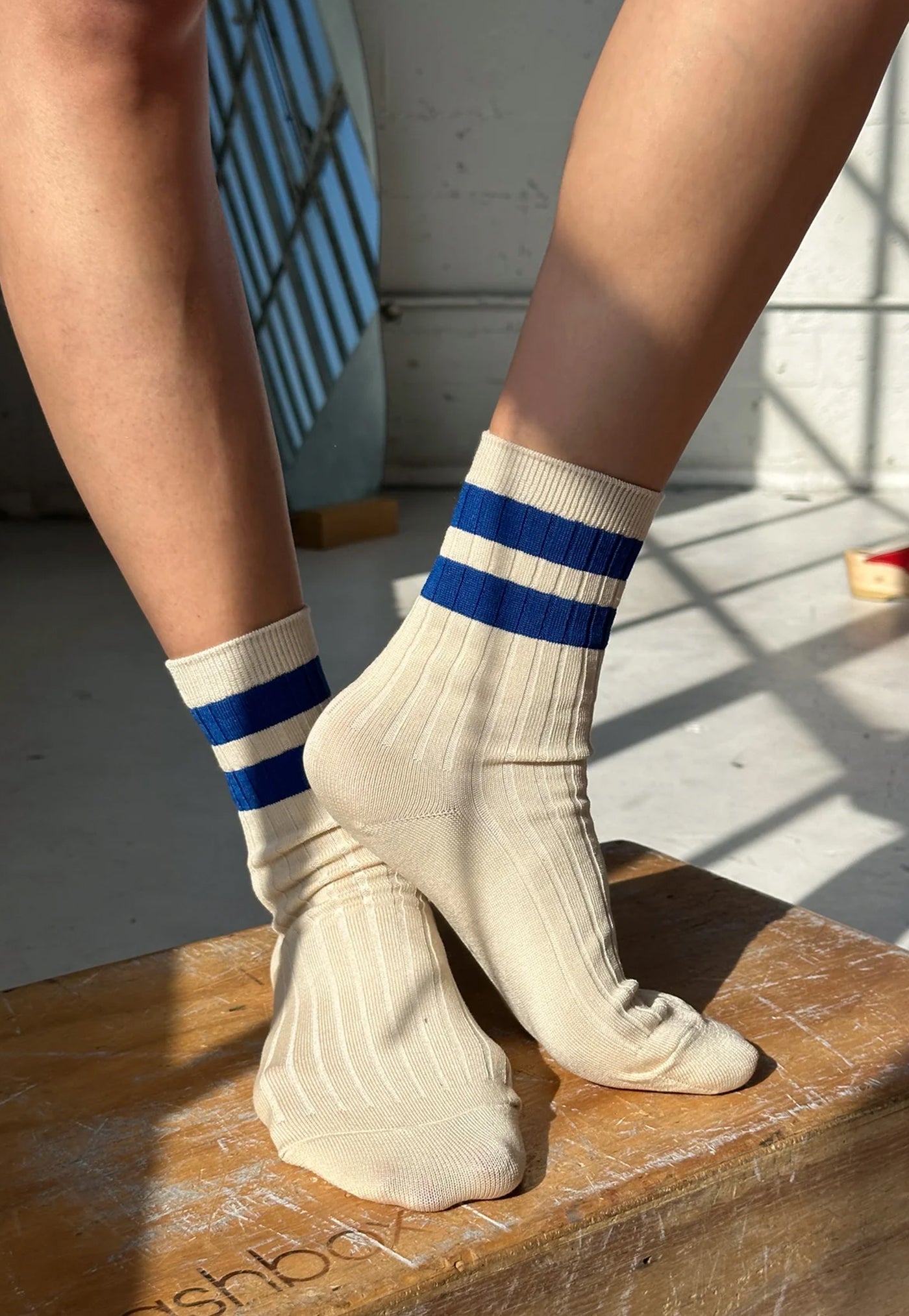 Her Varsity Socks - Azure