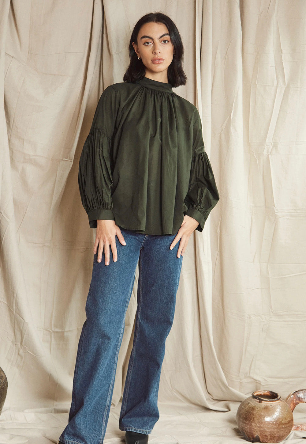 Long Preacher Top - Jungle Cotton Voile sold by Angel Divine