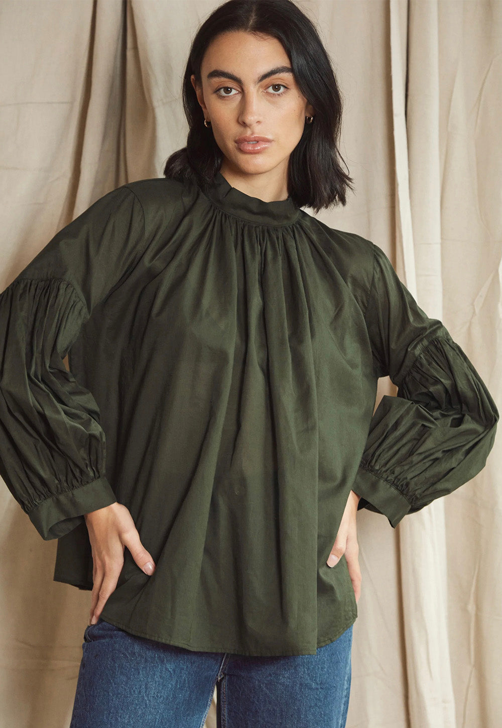 Long Preacher Top - Jungle Cotton Voile sold by Angel Divine