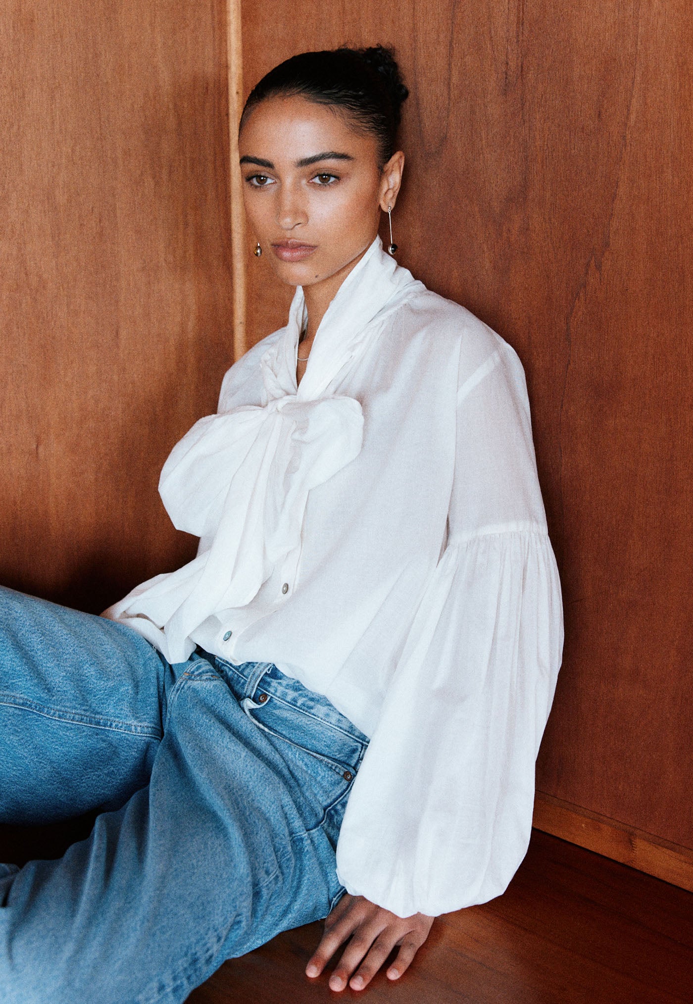 Bow Blouse - Cream Cotton Voile