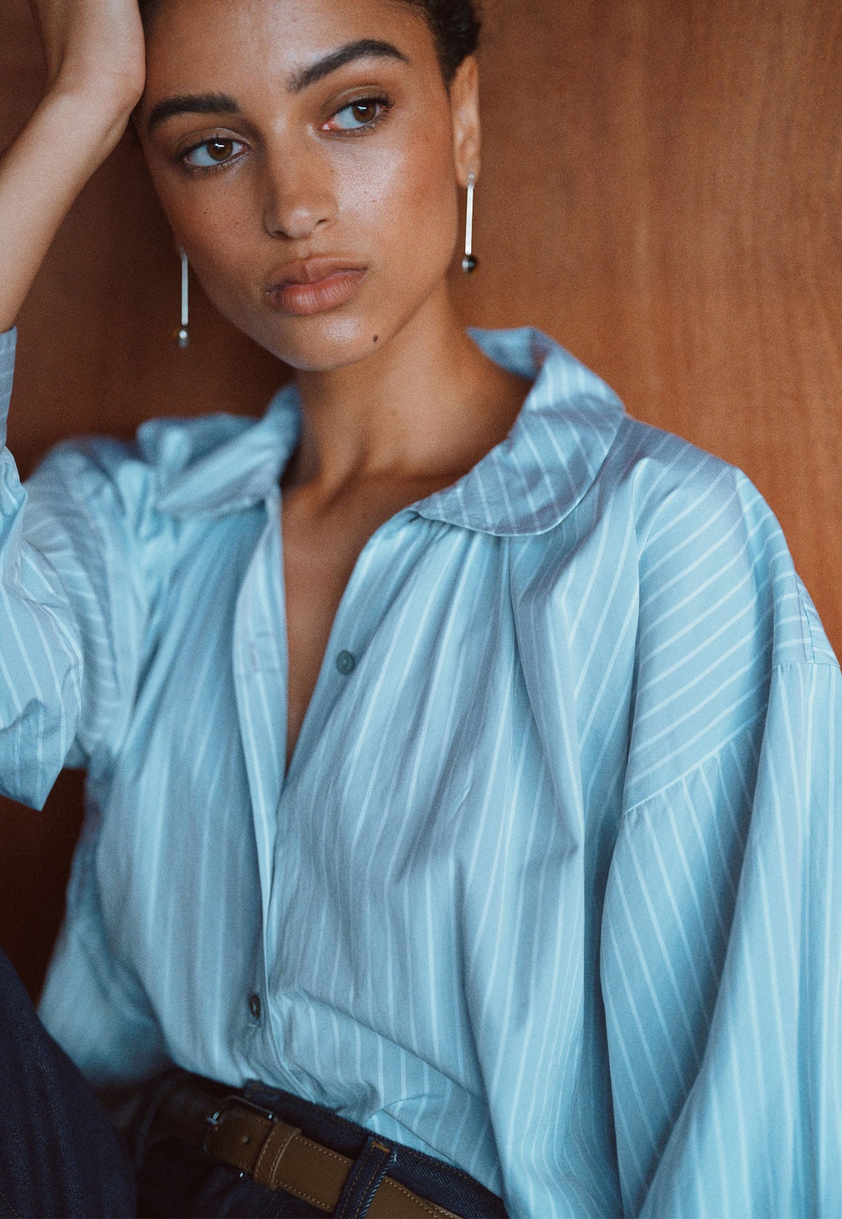 Dune Shirt - Cloud Grey Cotton Stripe