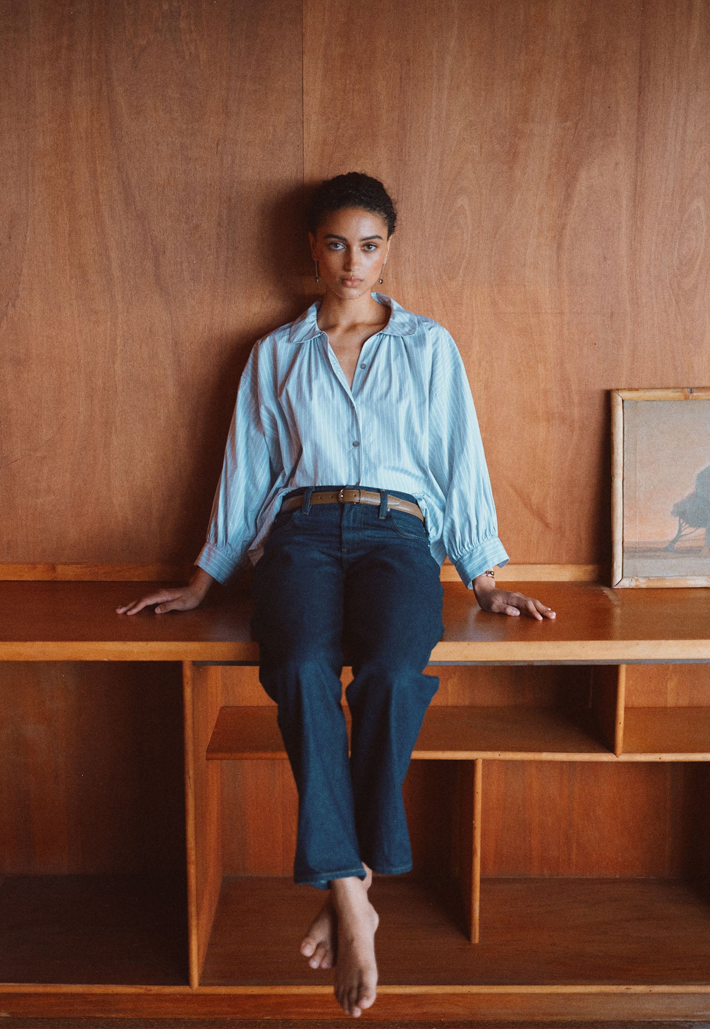 Dune Shirt - Cloud Grey Cotton Stripe
