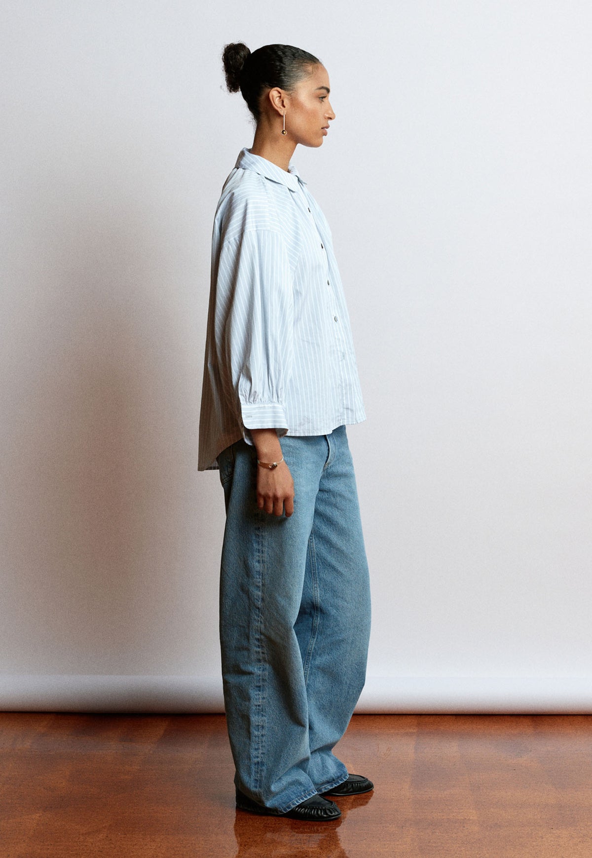 Dune Shirt - Cloud Grey Cotton Stripe