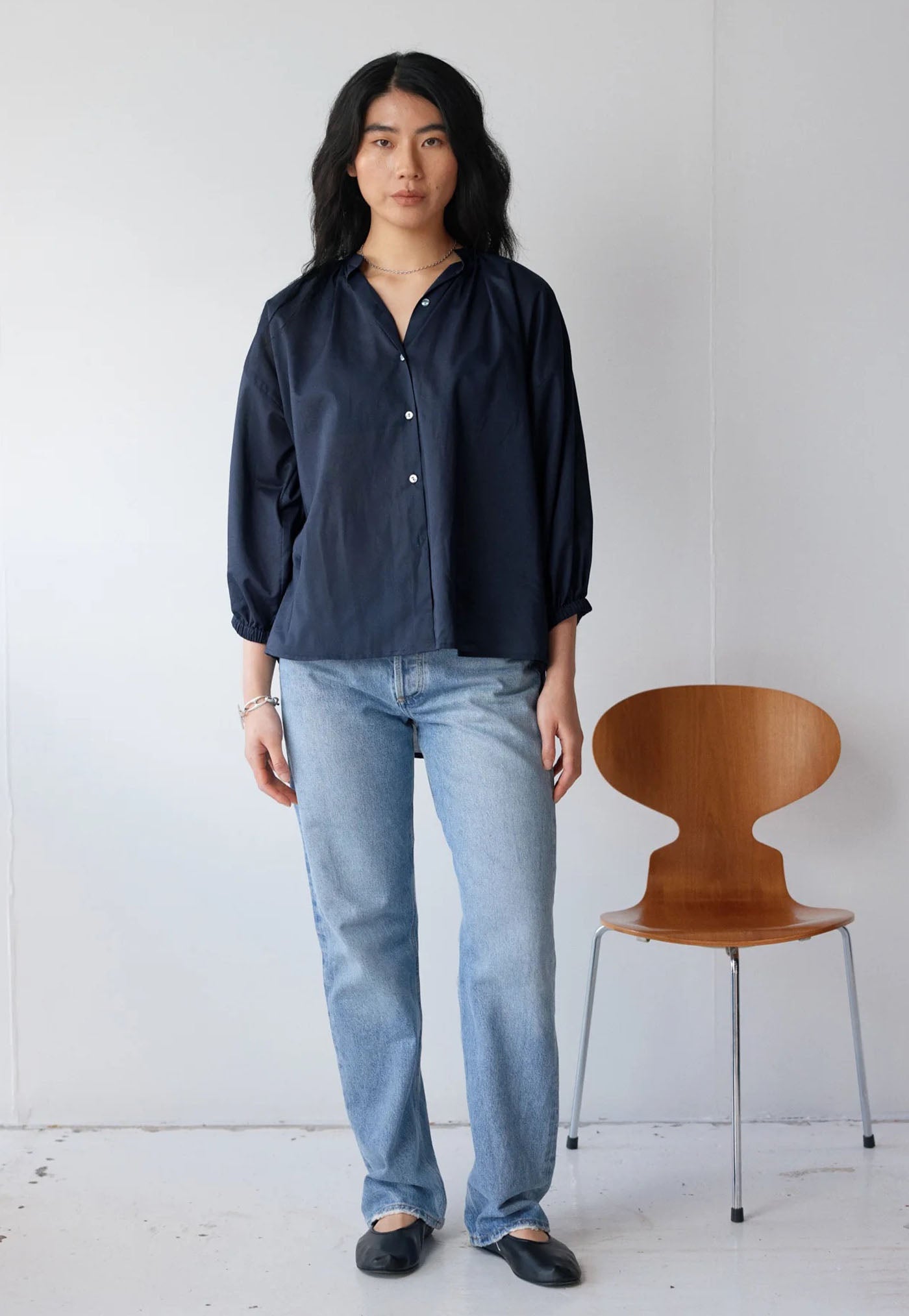 Everyday Blouse - Navy Cotton Voile