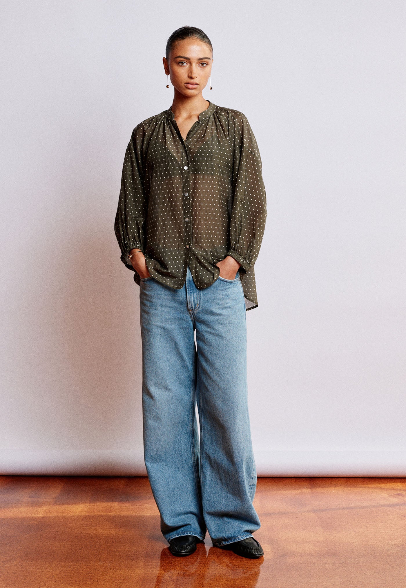 Everday Blouse - Olive Mahsa Polka Dot