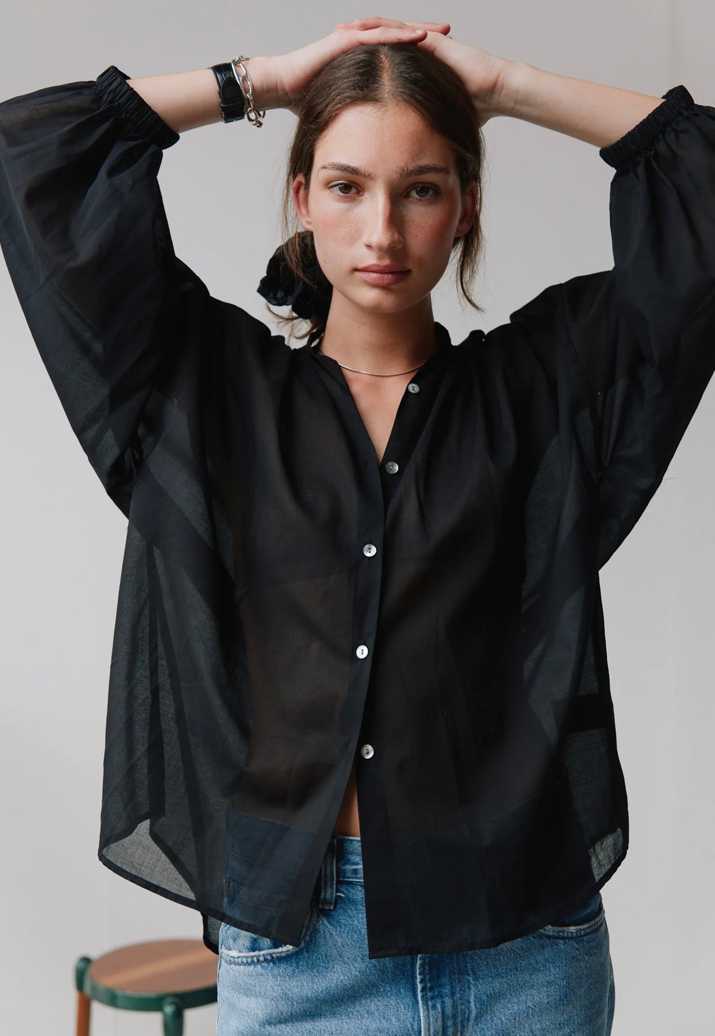 Everyday Blouse - Black Cotton Voile