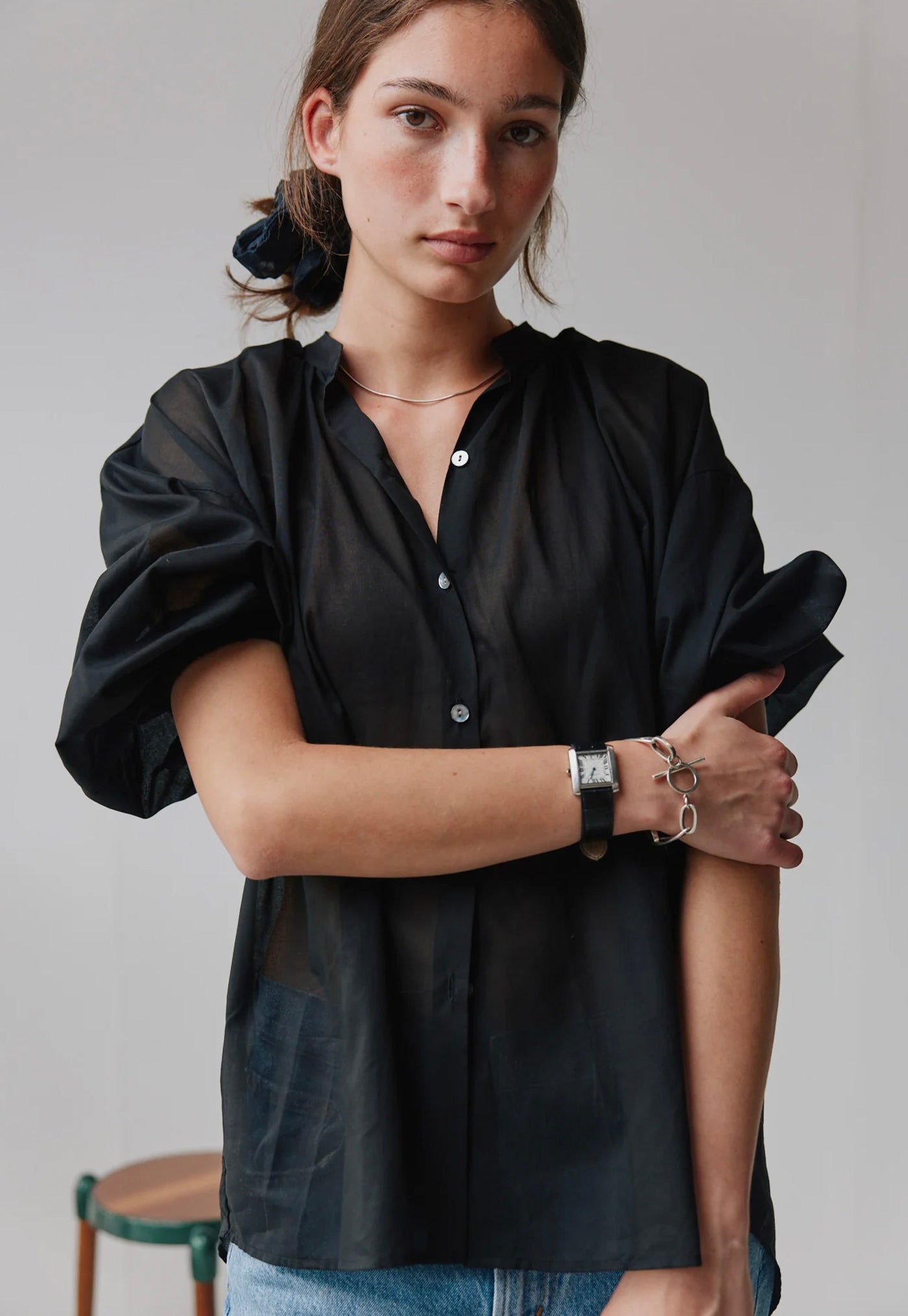 Everyday Blouse - Black Cotton Voile