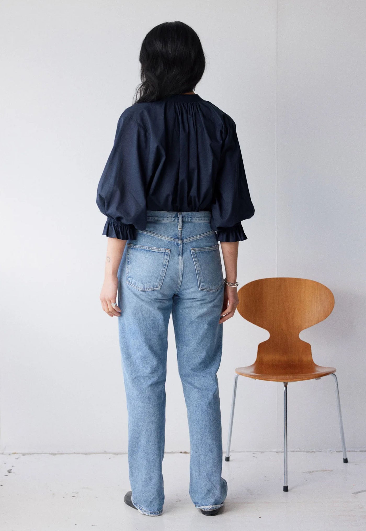 Jane Blouse - Navy Cotton Voile