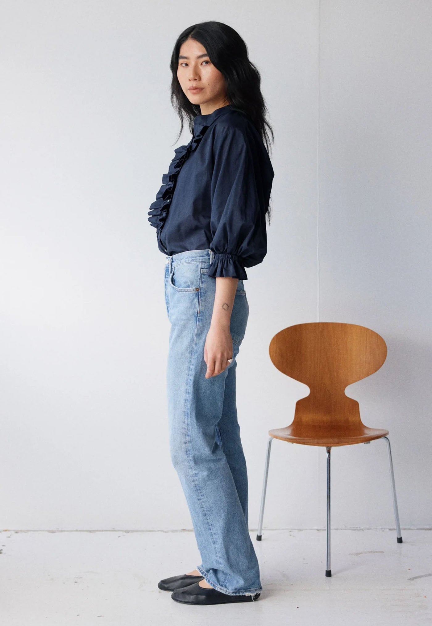Jane Blouse - Navy Cotton Voile