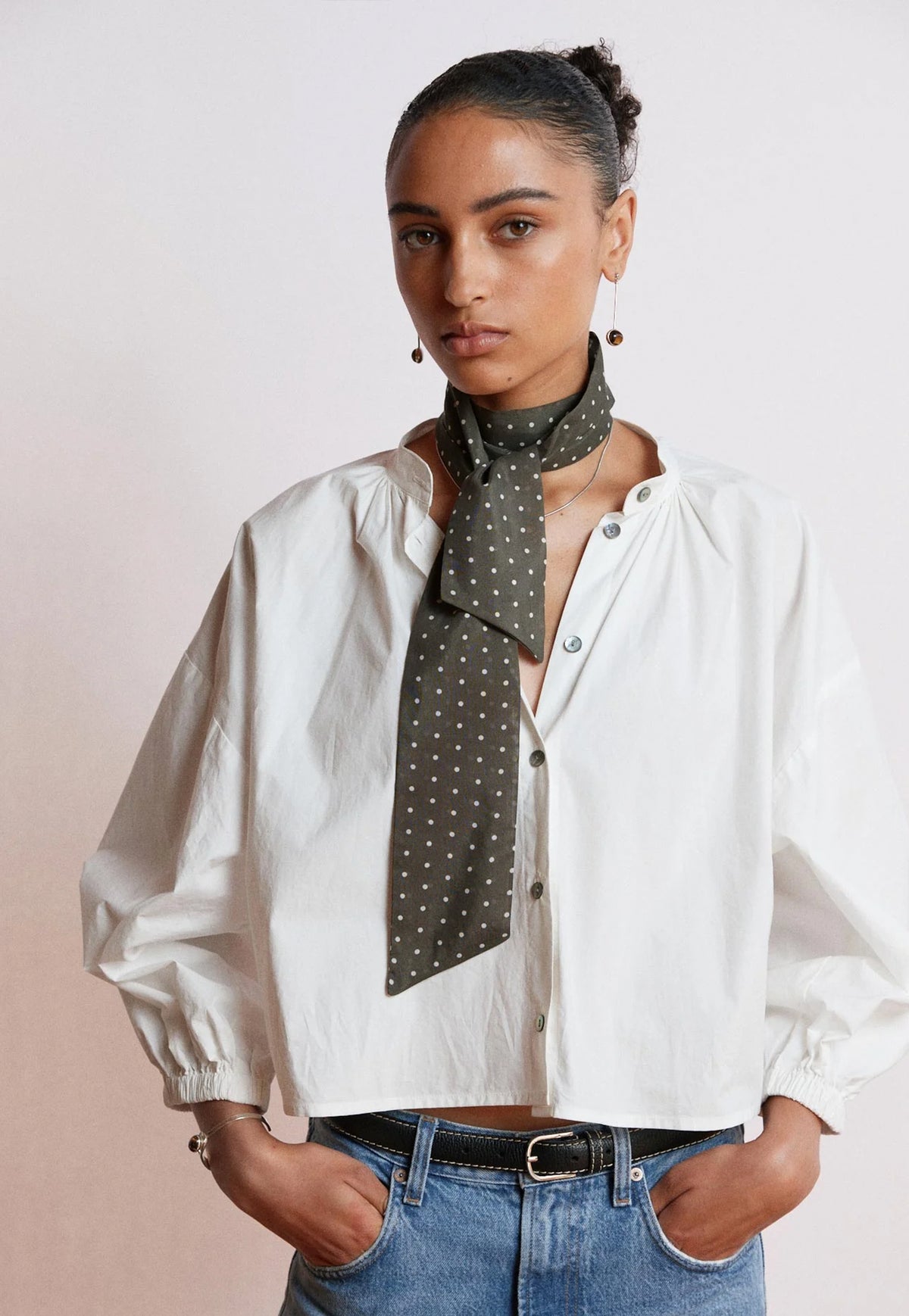 Neck Scarf - Olive Mahsa Polka Dot
