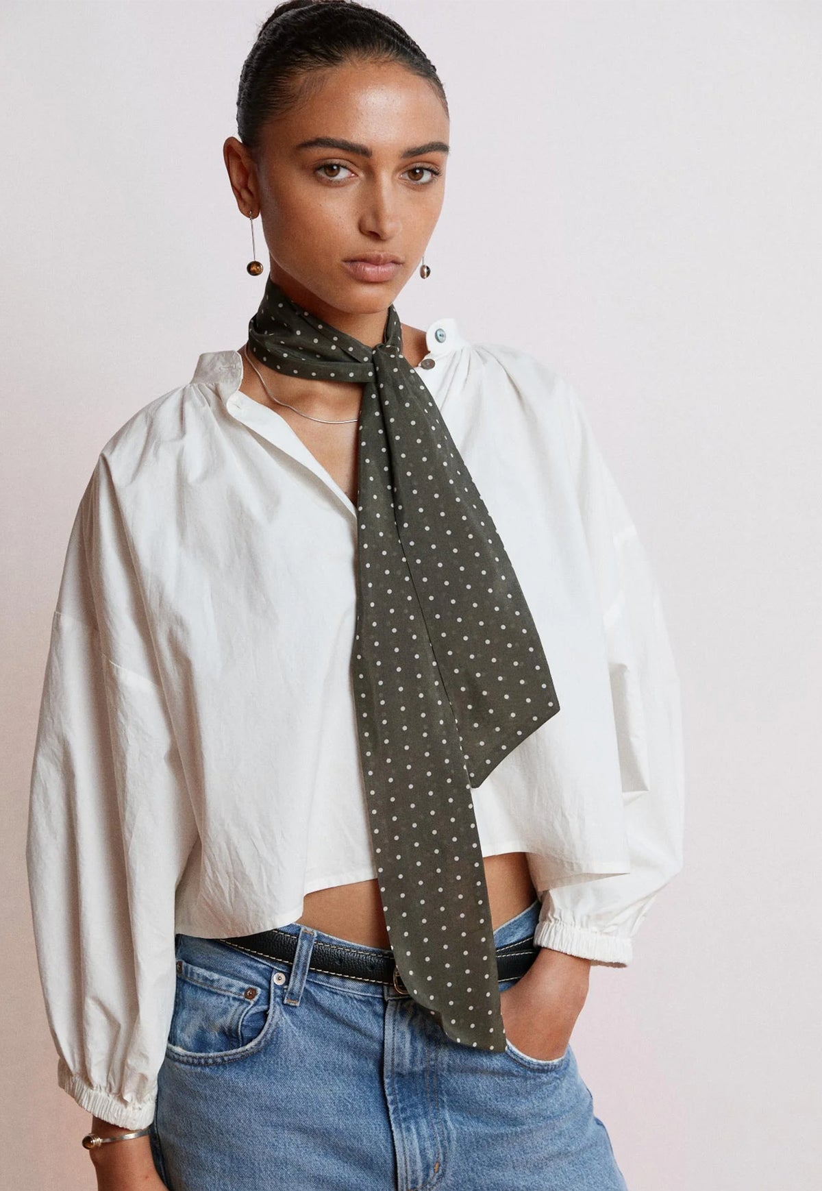 Neck Scarf - Olive Mahsa Polka Dot