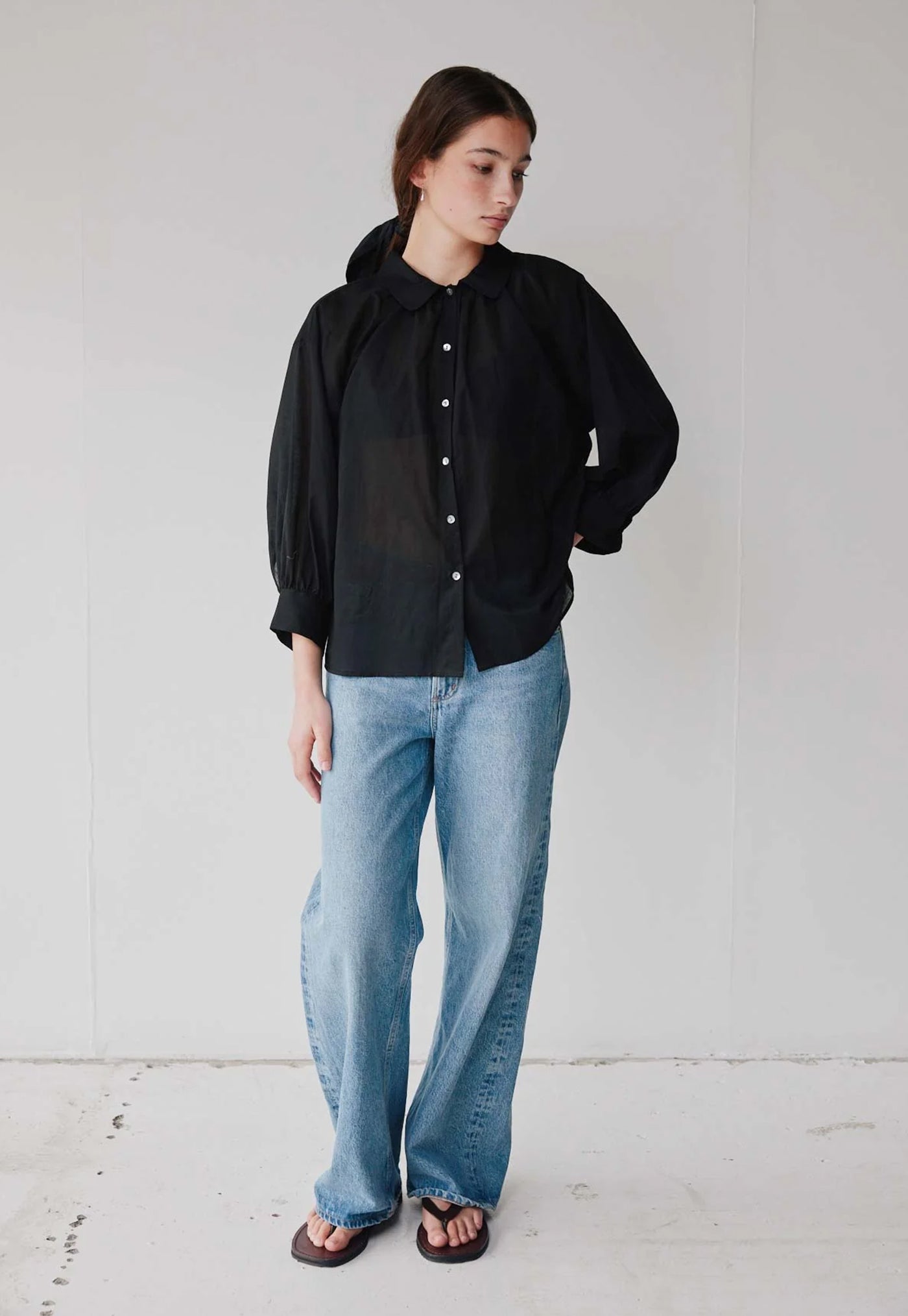 Dune Shirt - Black Cotton Voile