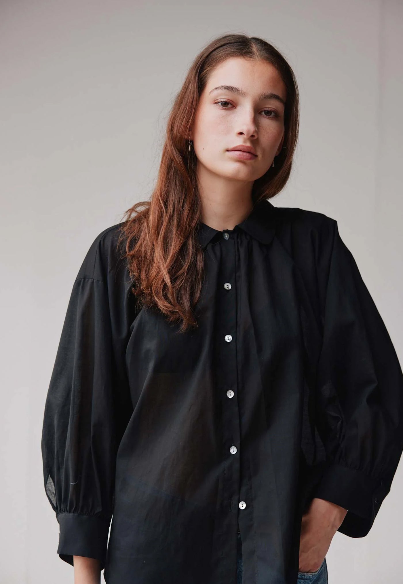 Dune Shirt - Black Cotton Voile