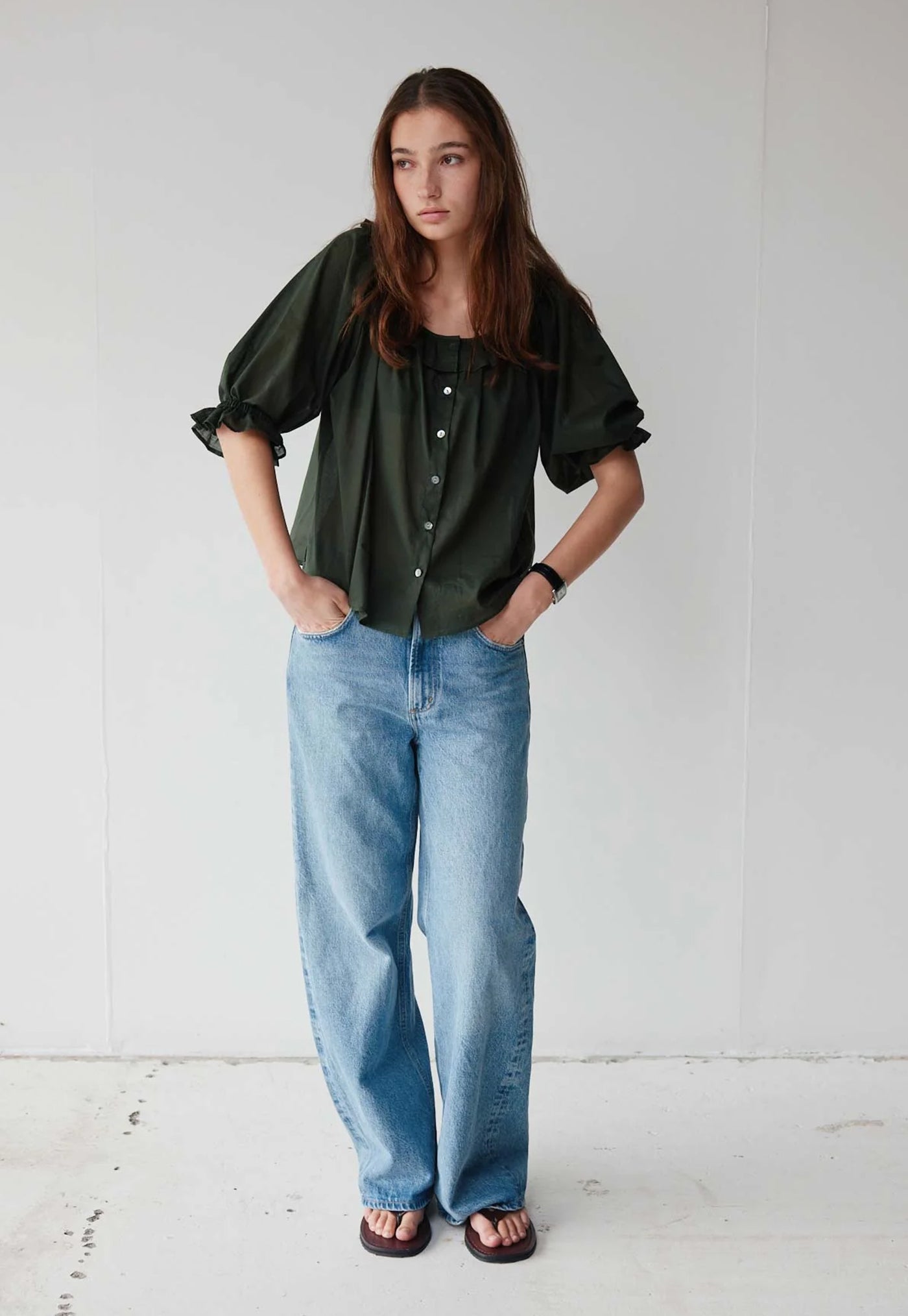 Bon Ruffle Blouse - Jungle Cotton Voile