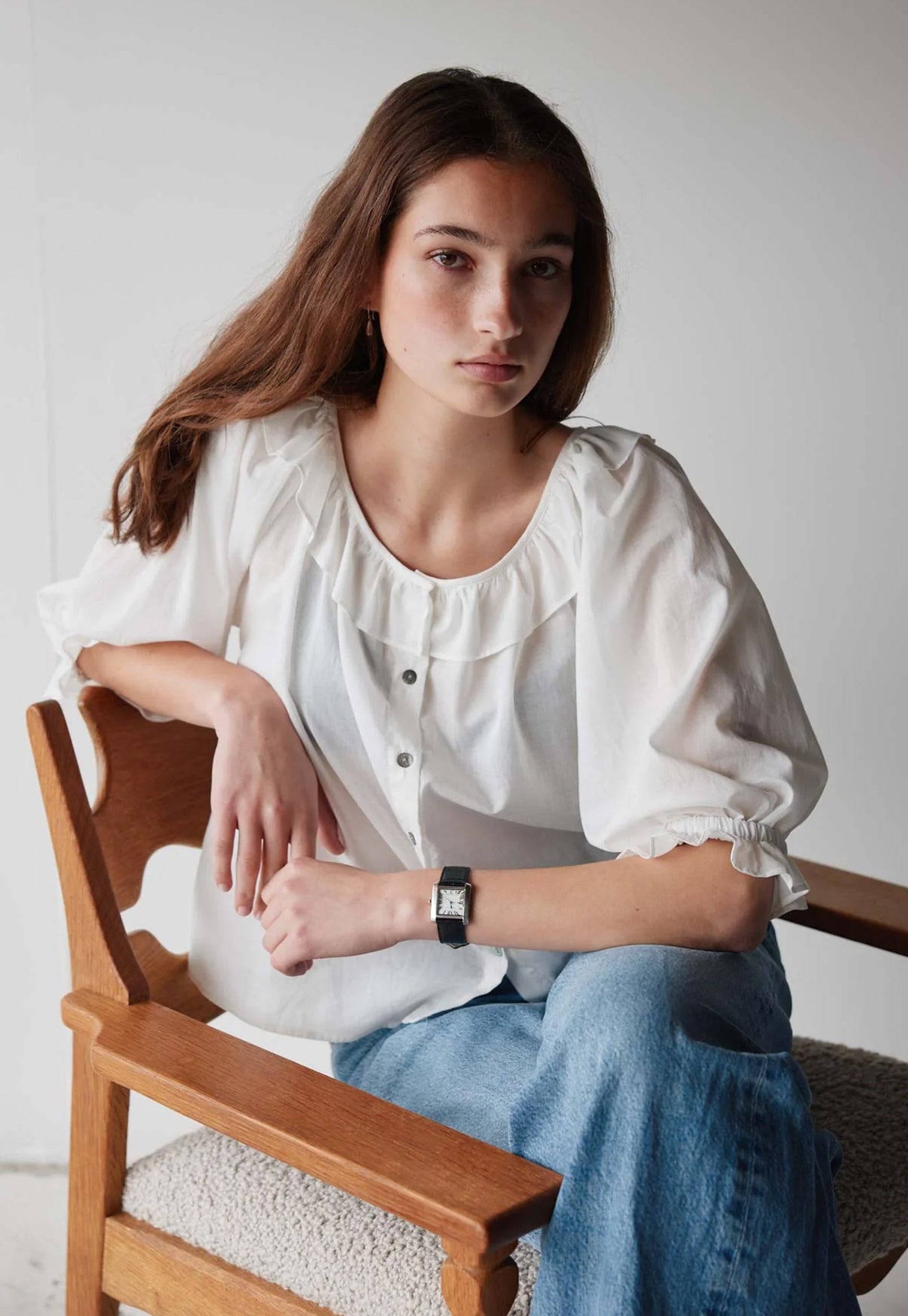 Bon Ruffle Blouse - Cream Cotton Voile