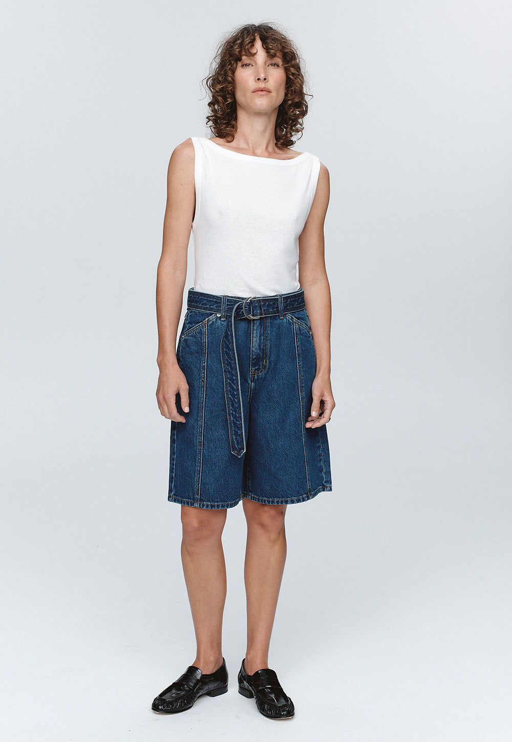 Belted Jean Short - Washed Indigo