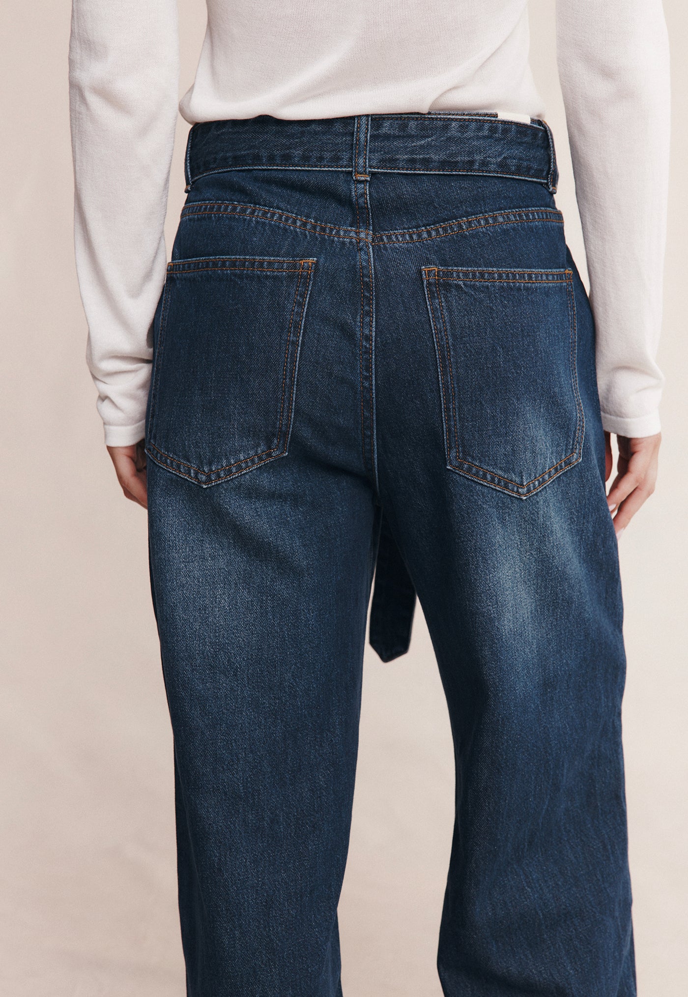 Belted Wide Leg Jean - Dark Wash 01