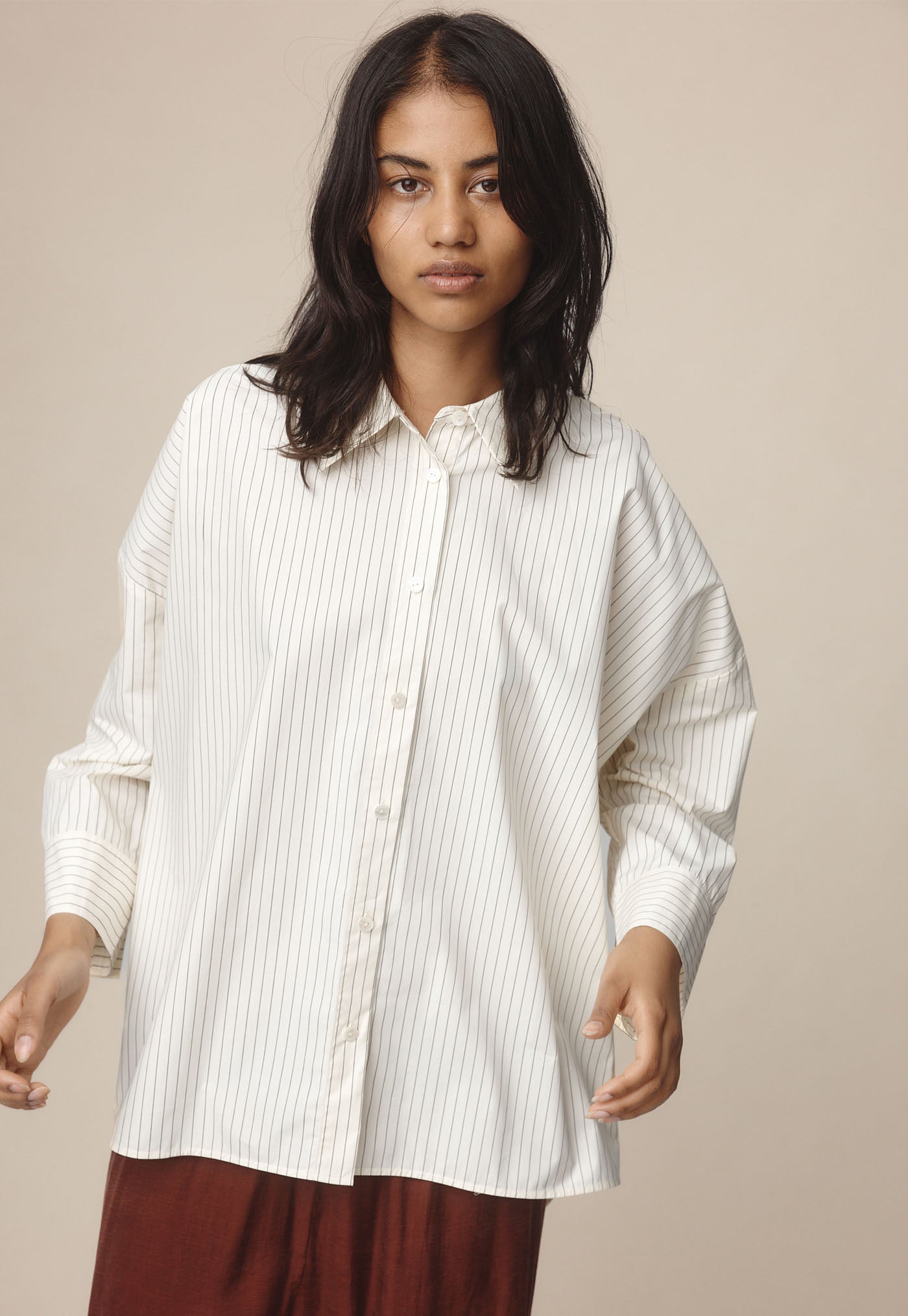 Edie Shirt - Ivory/Black Stripe