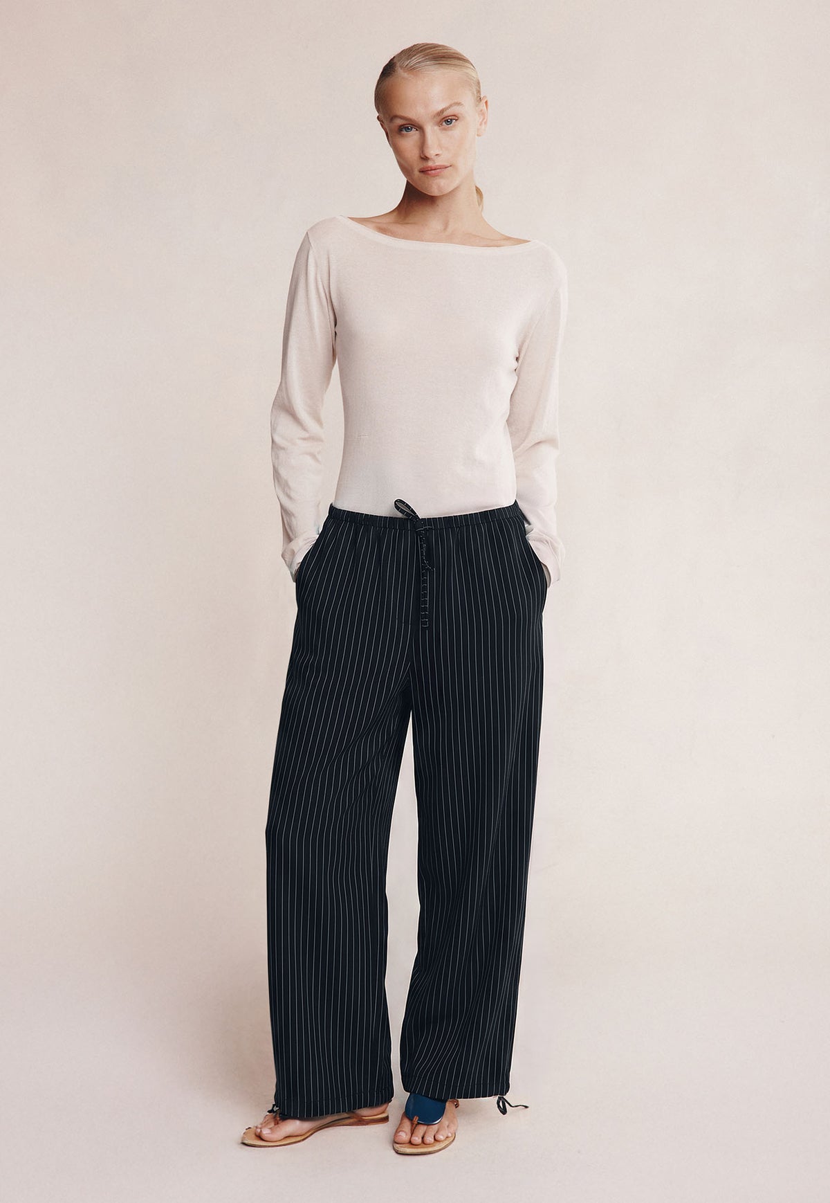Fatima Pant - Black Pinstripe