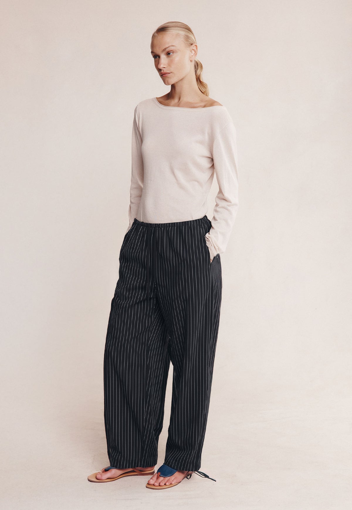Fatima Pant - Black Pinstripe