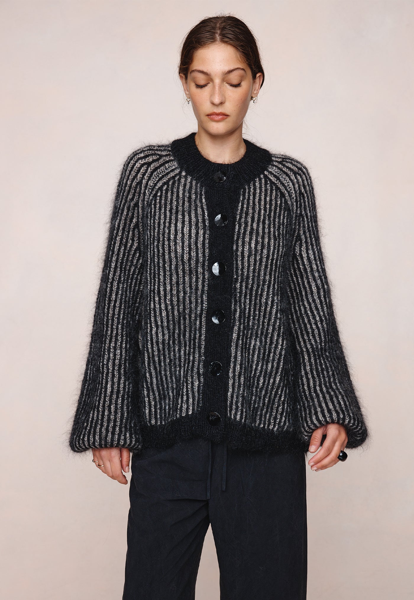 Jasper Cardigan - Black/Greige
