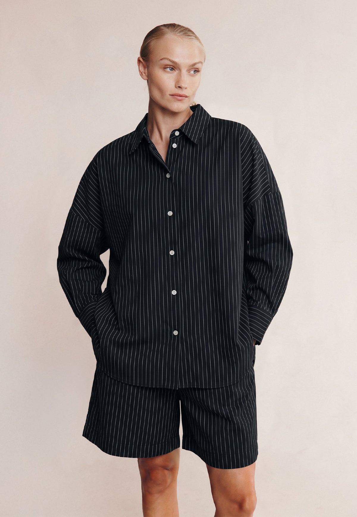 Mella Shirt - Black Pinstripe