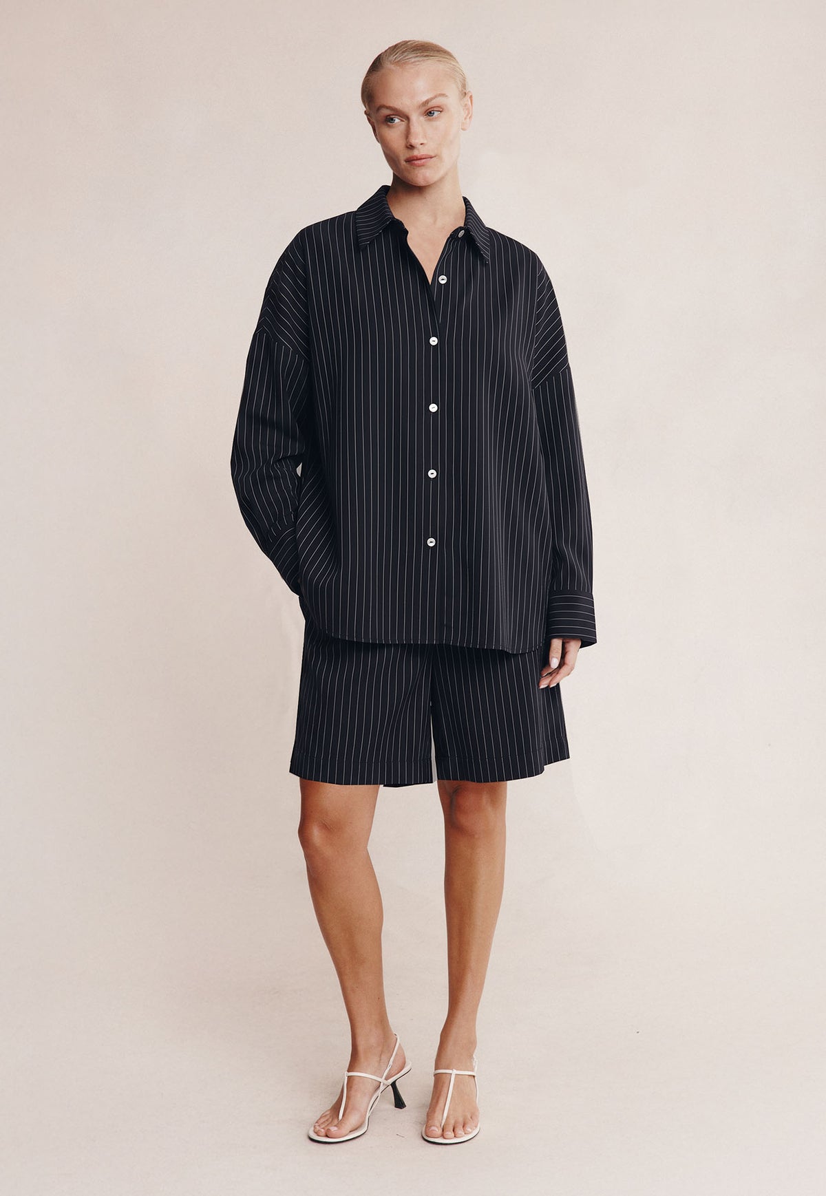 Mella Shirt - Black Pinstripe