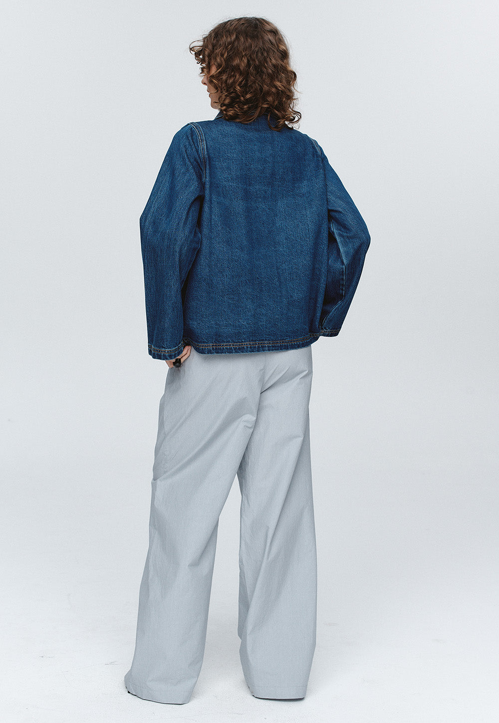 Cropped Pea Jacket - Washed Indigo