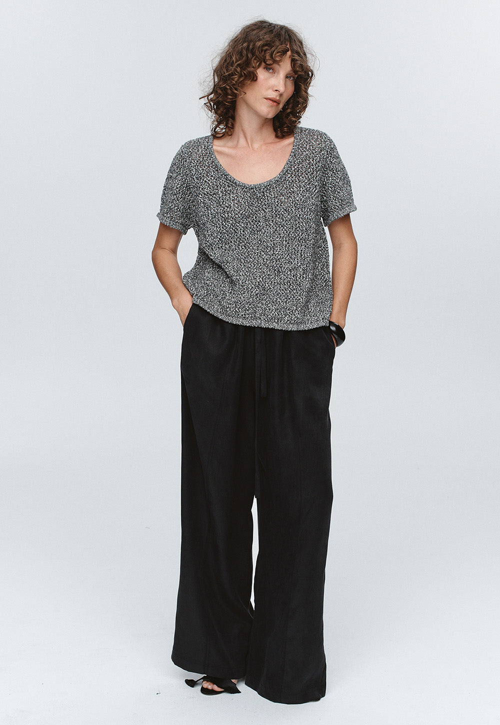 Rumi Top - Black/Ivory Melange