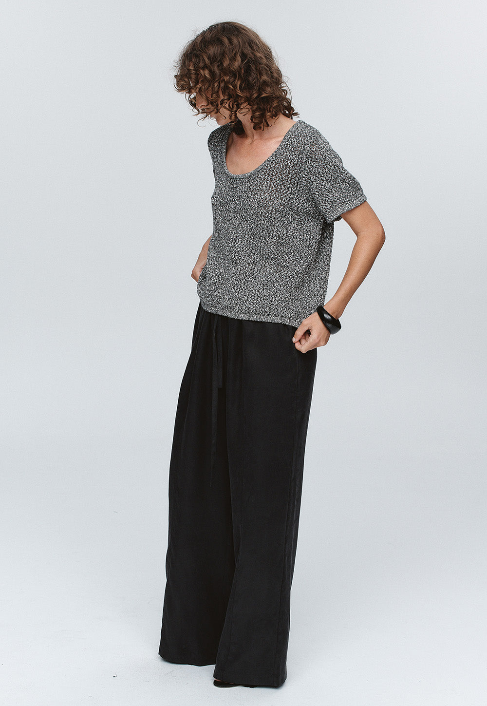Rumi Top - Black/Ivory Melange
