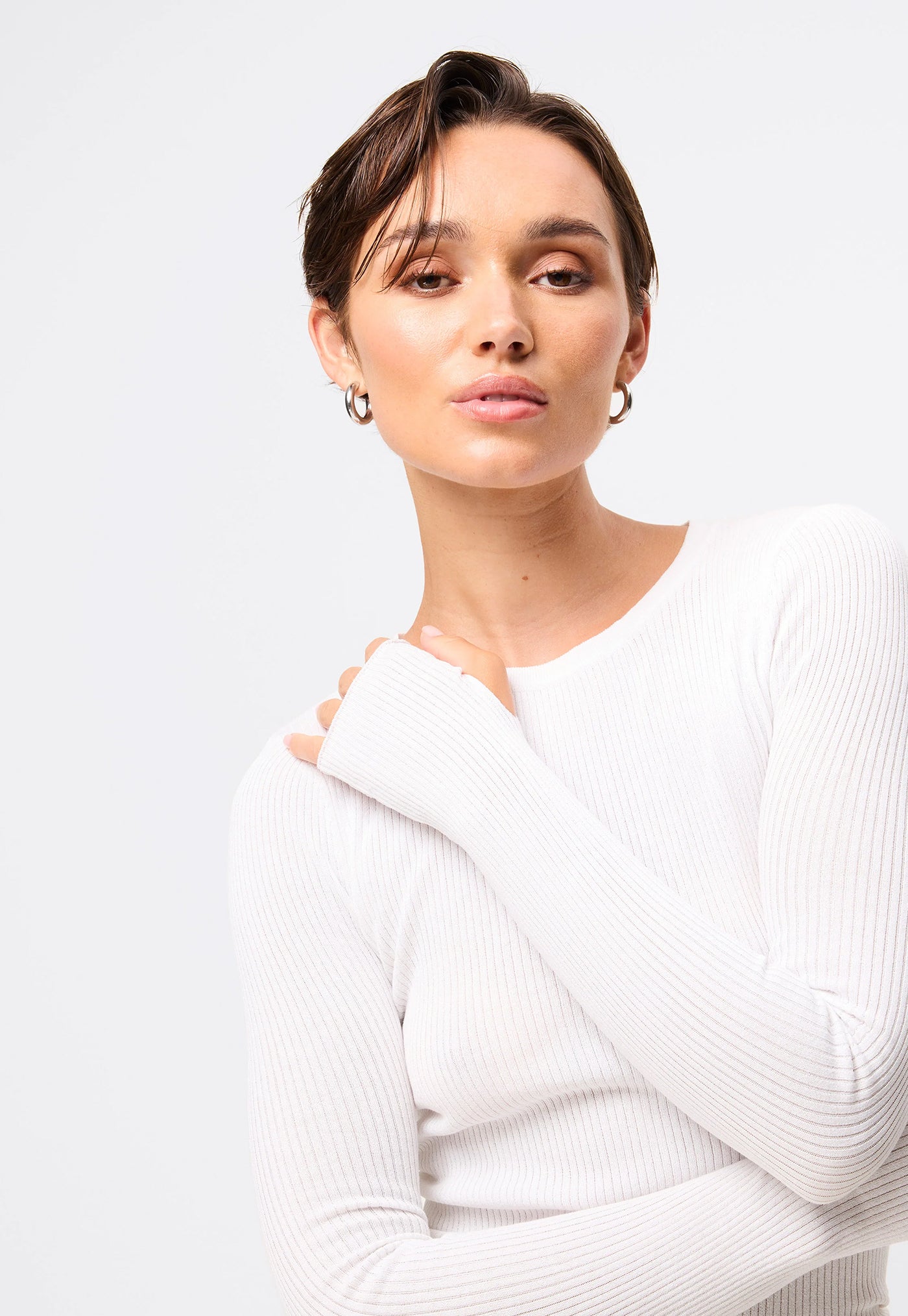 Fine Line Knit - White