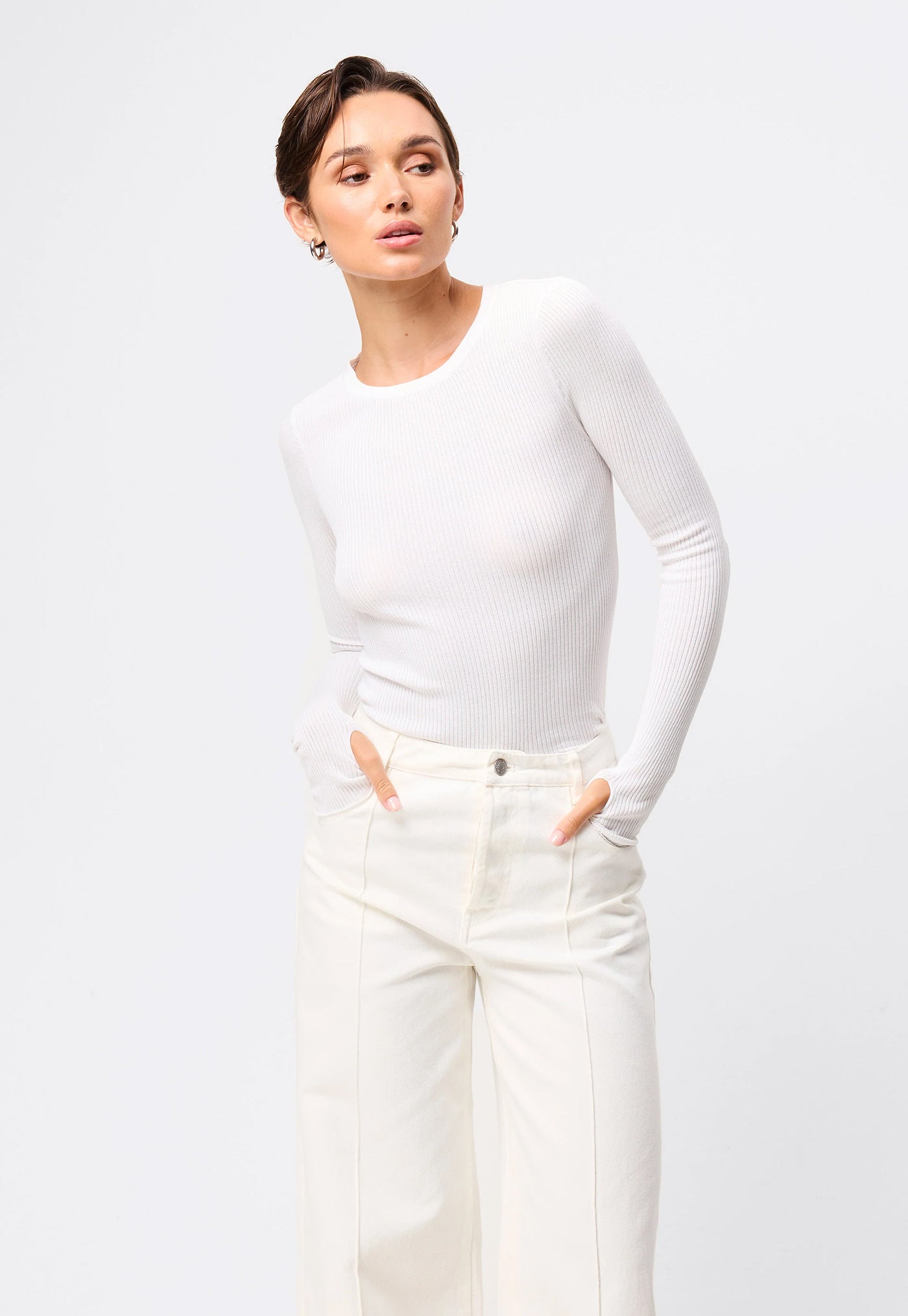 Fine Line Knit - White