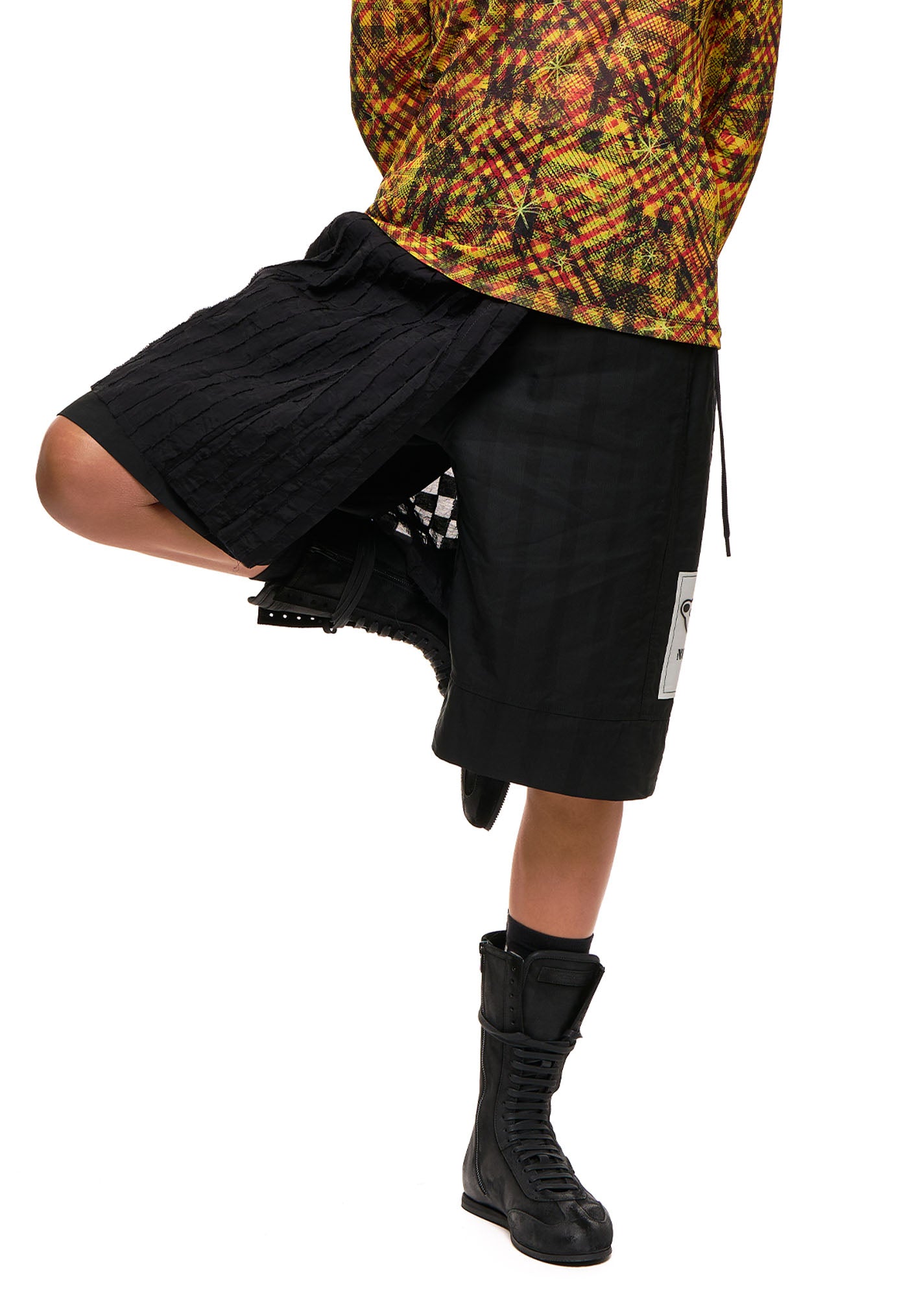 Demi Pleat - Black Checkerboard