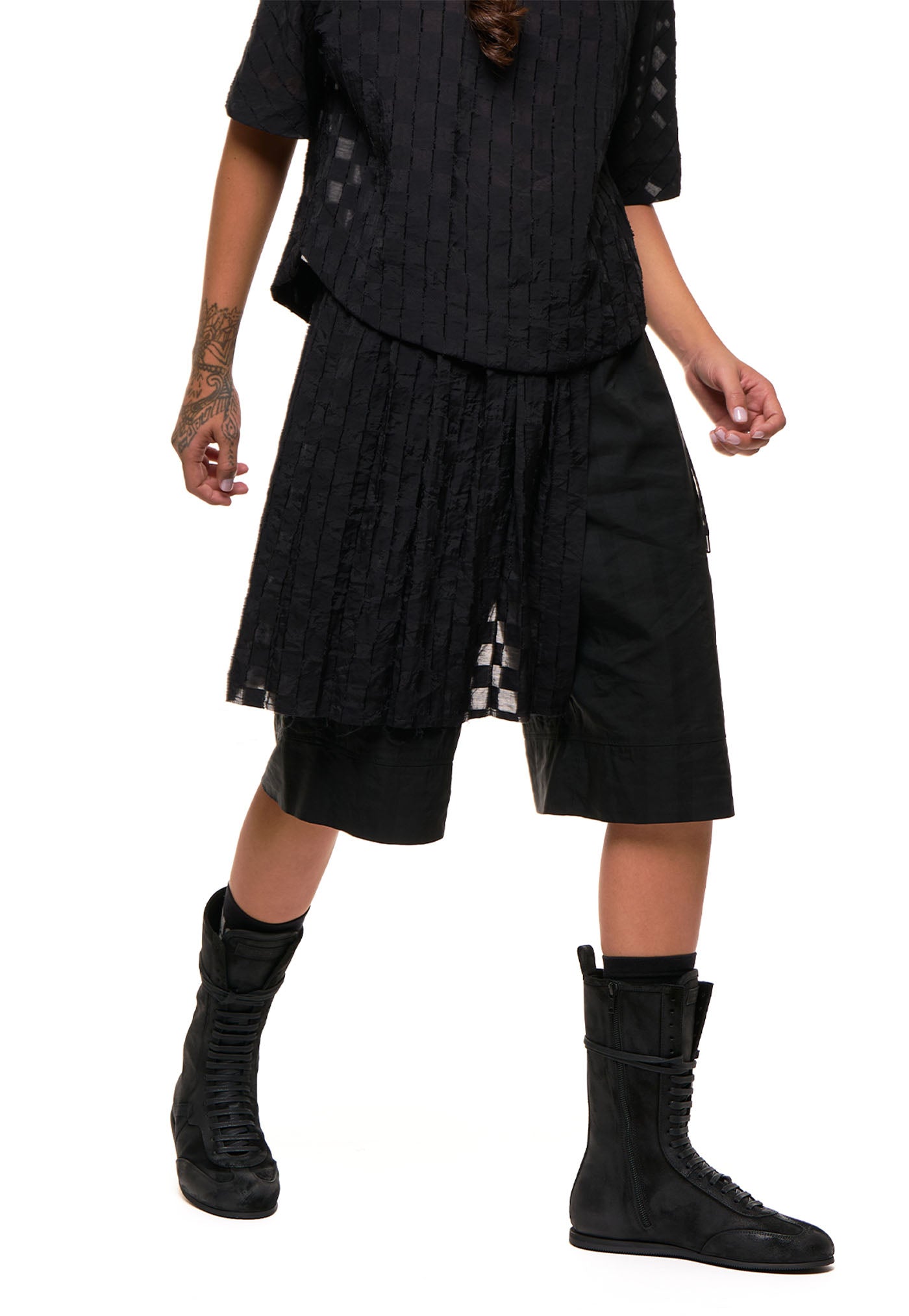 Demi Pleat - Black Checkerboard