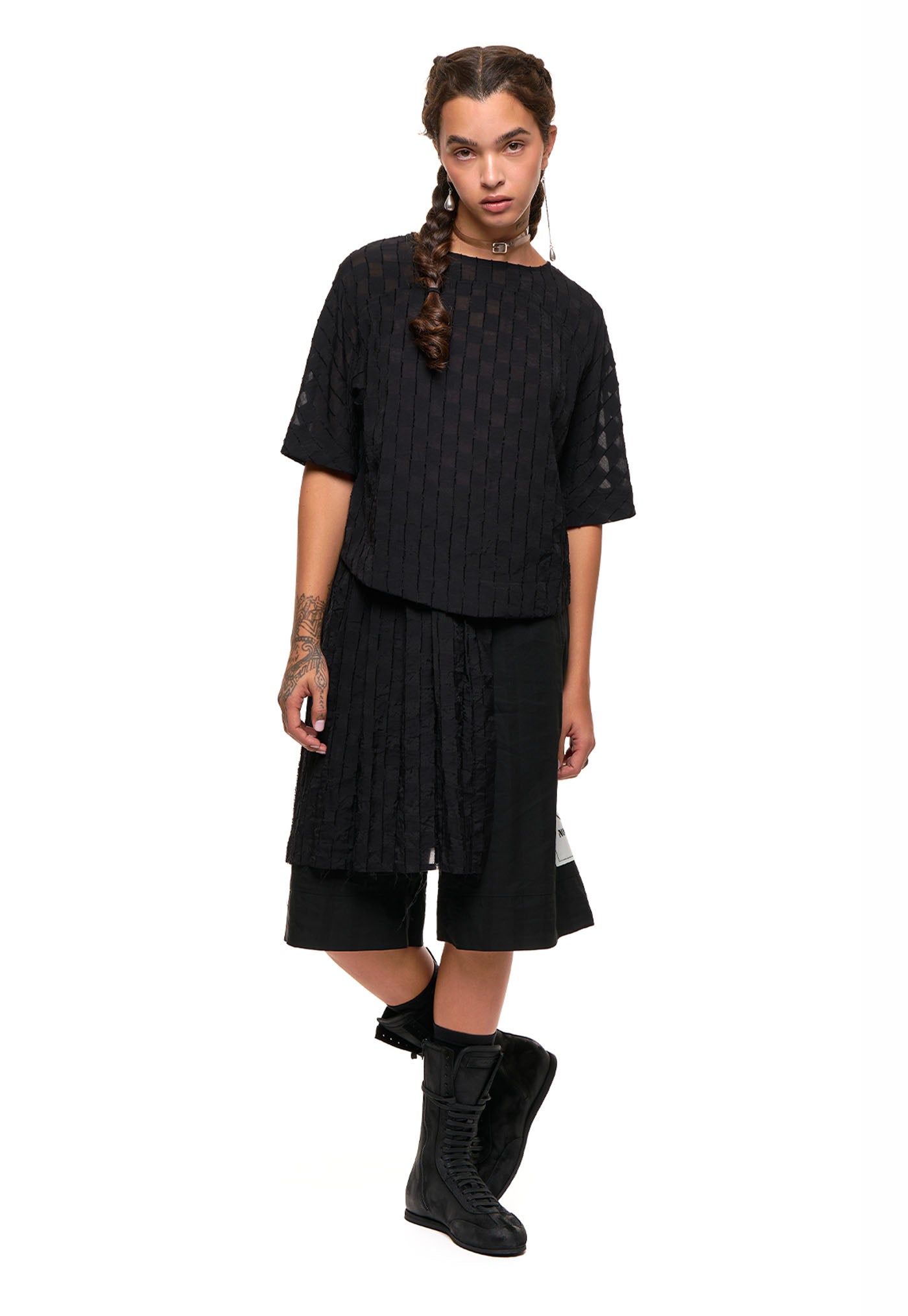 Demi Pleat - Black Checkerboard