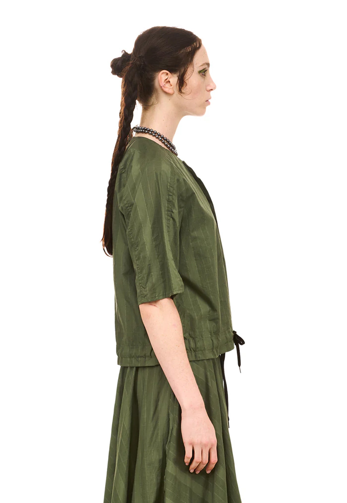 Grid Blouson - Green Olive