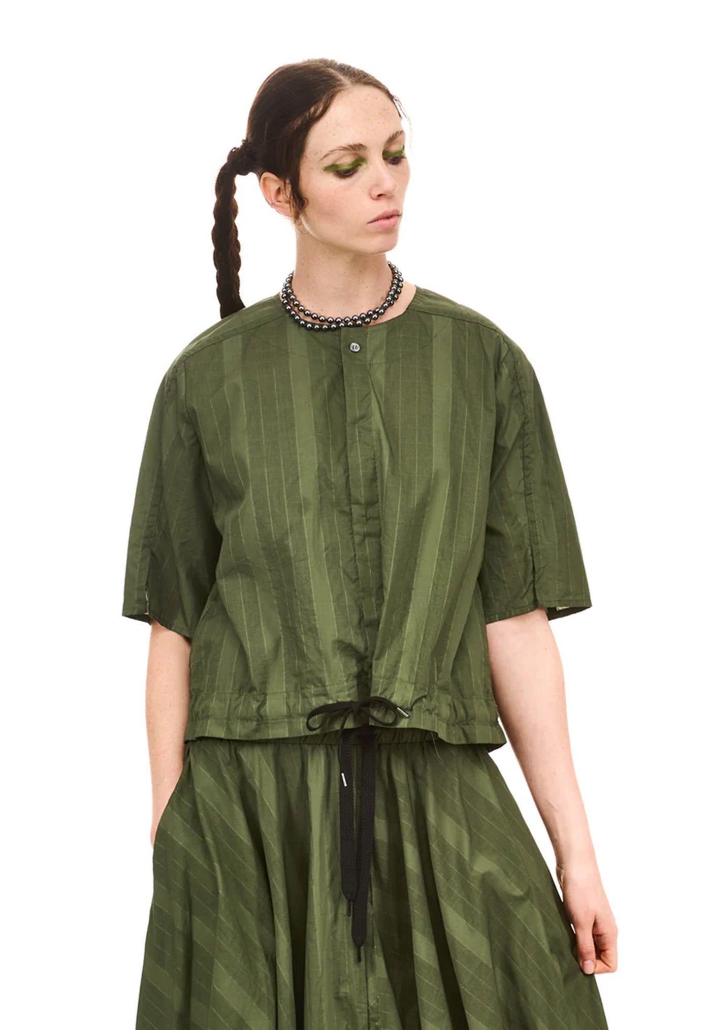 Grid Blouson - Green Olive