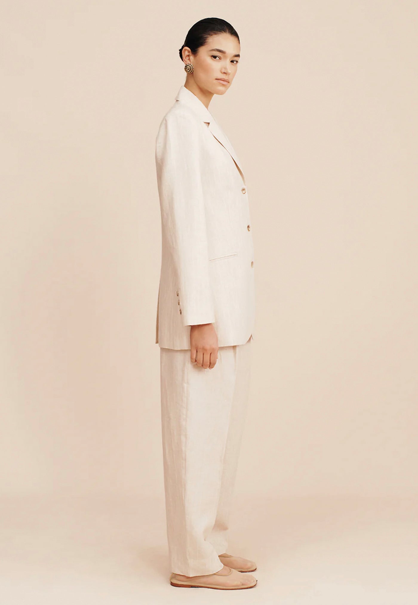 Leon Blazer - Beige Pinstripe