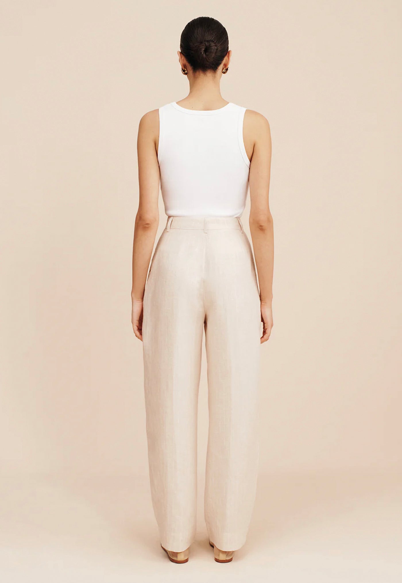 Lucille Trouser - Beige Pinstripe