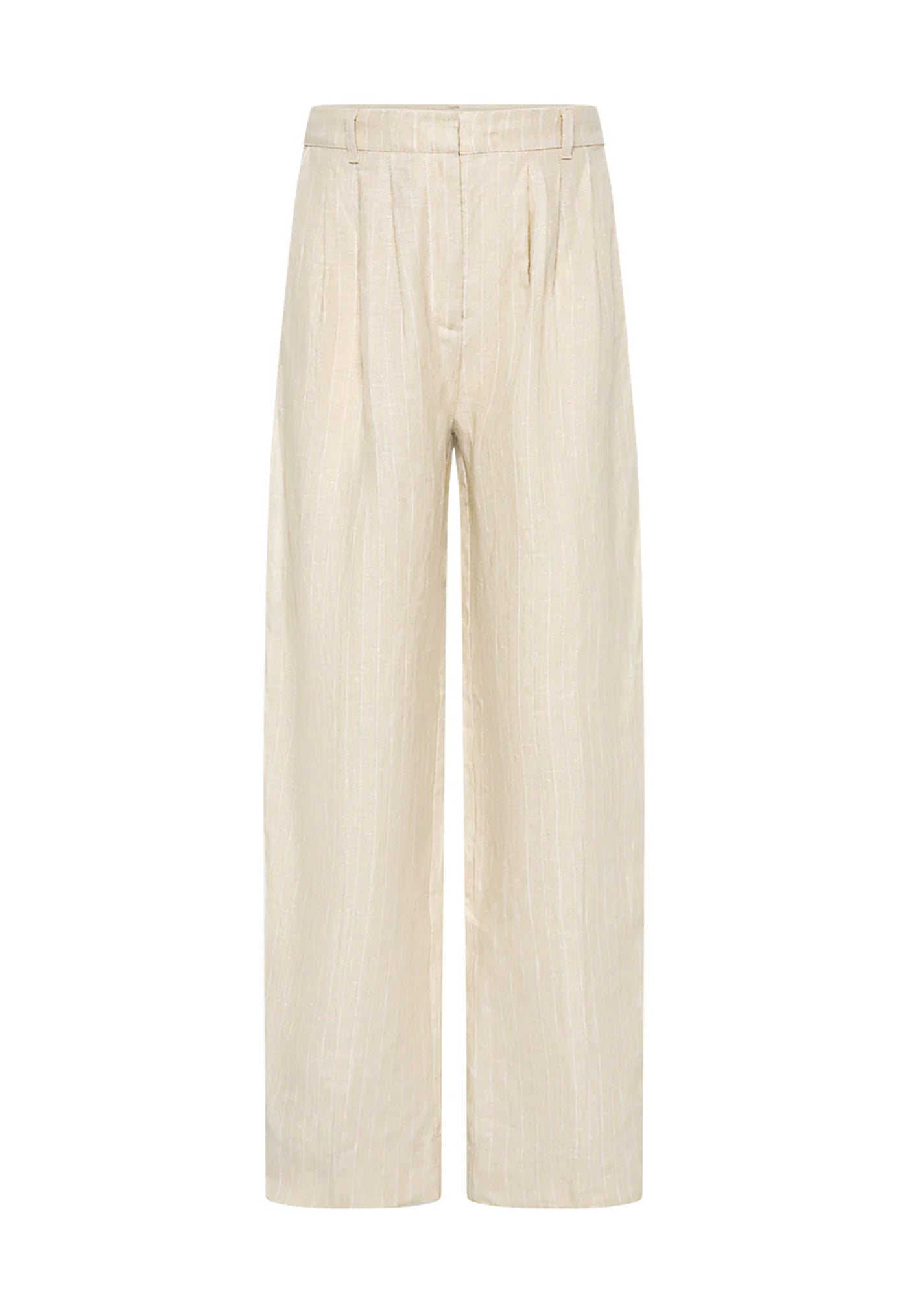 Lucille Trouser - Beige Pinstripe