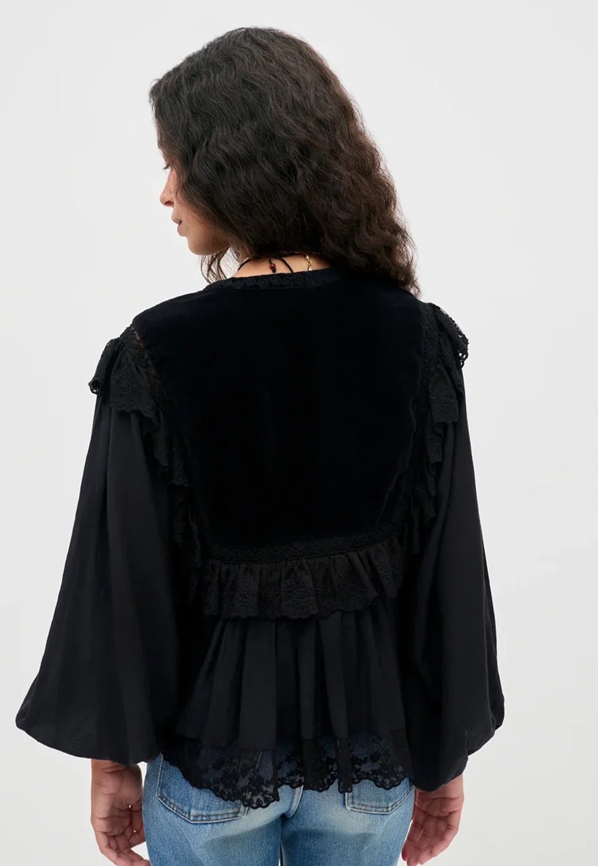 Diann Top - Lily Embroidery Black