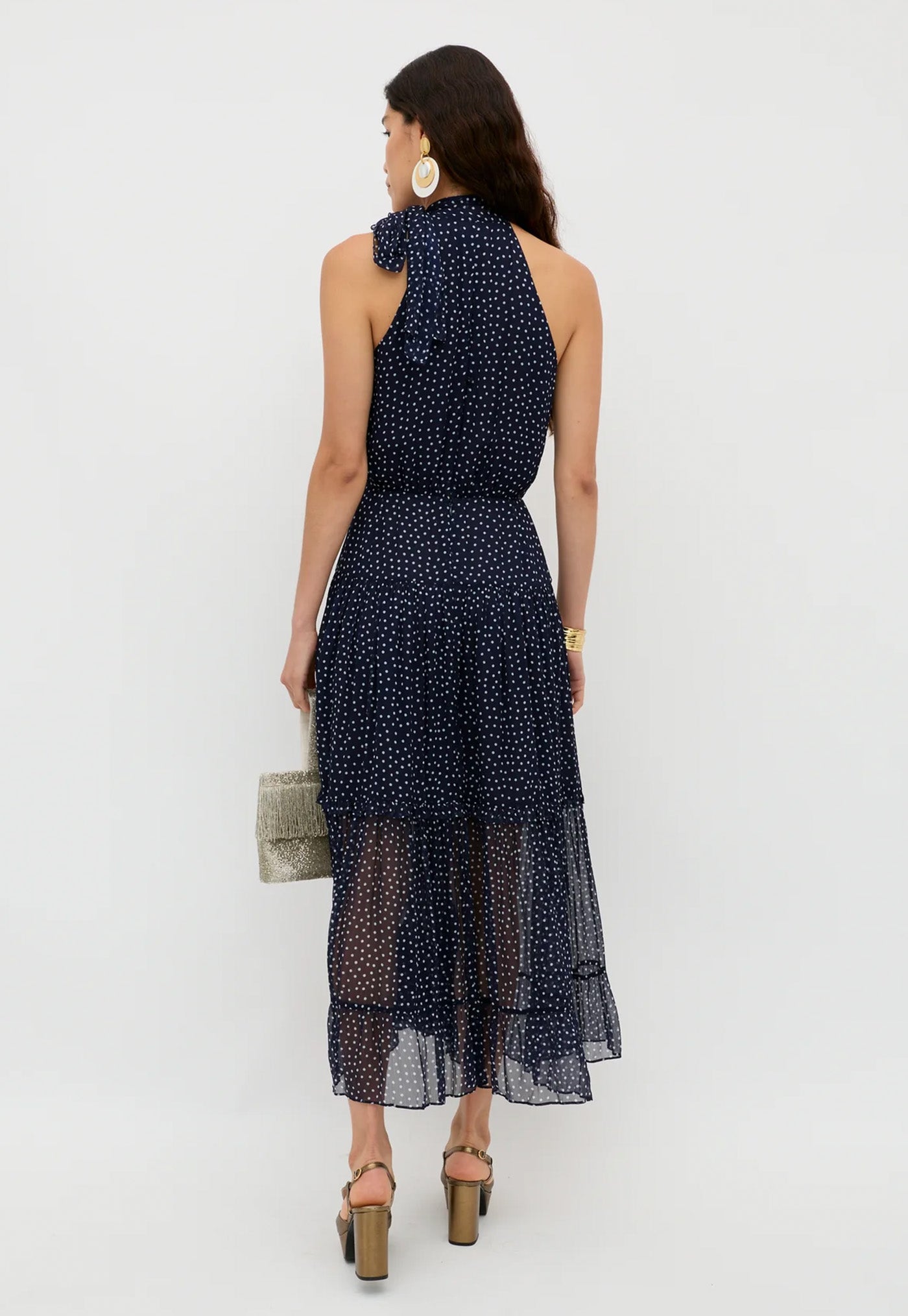 Abi Dress - Mini Polka Dot Navy