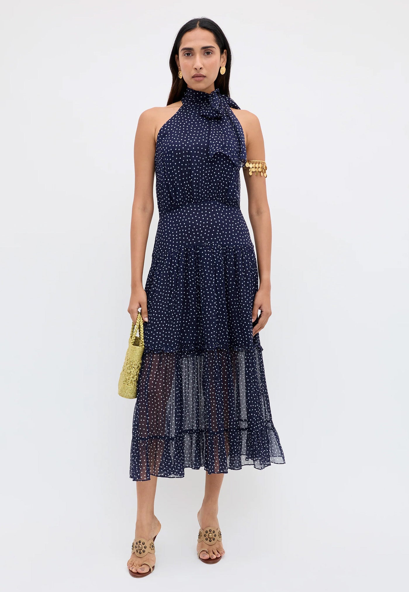 Abi Dress - Mini Polka Dot Navy