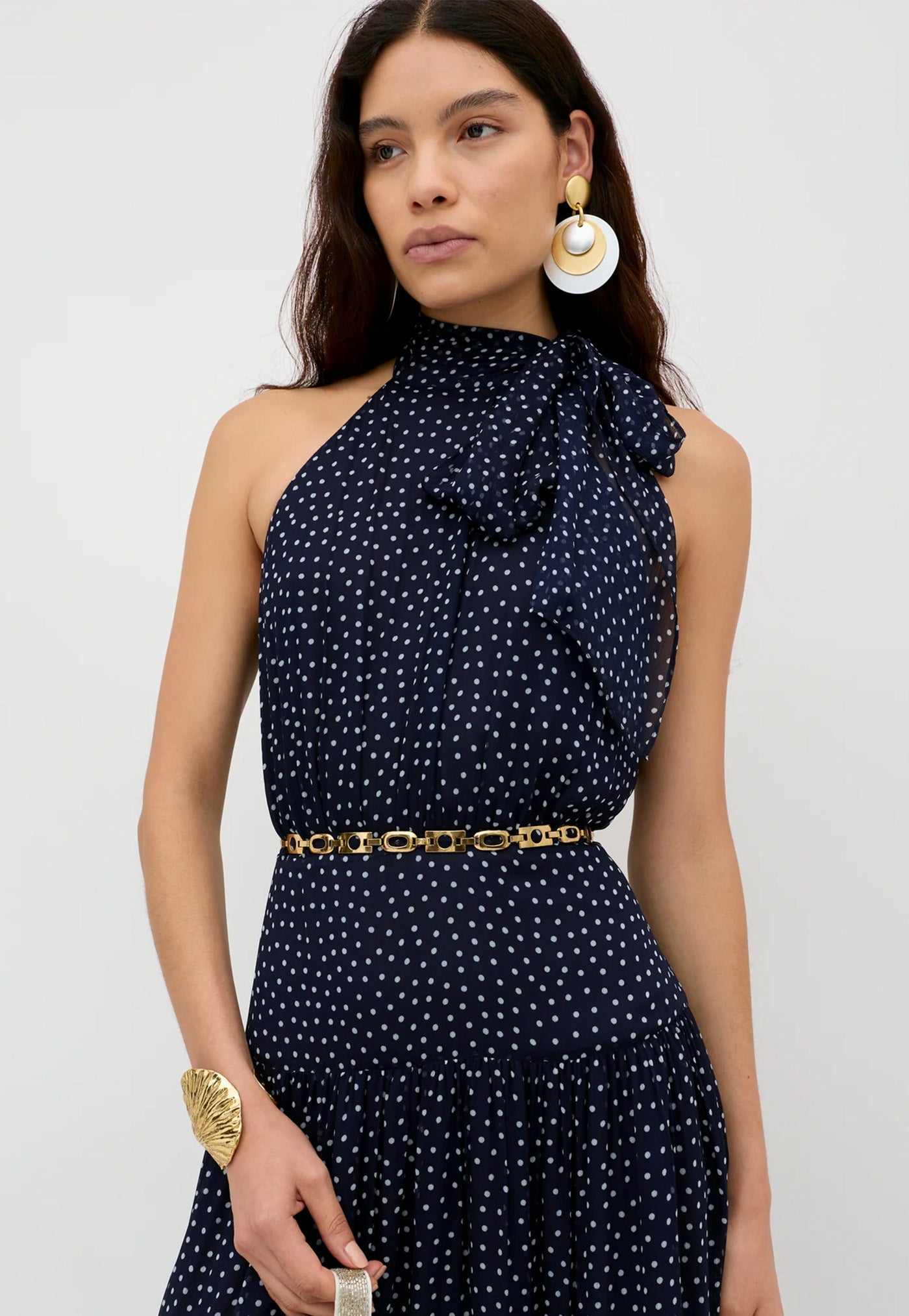 Abi Dress - Mini Polka Dot Navy
